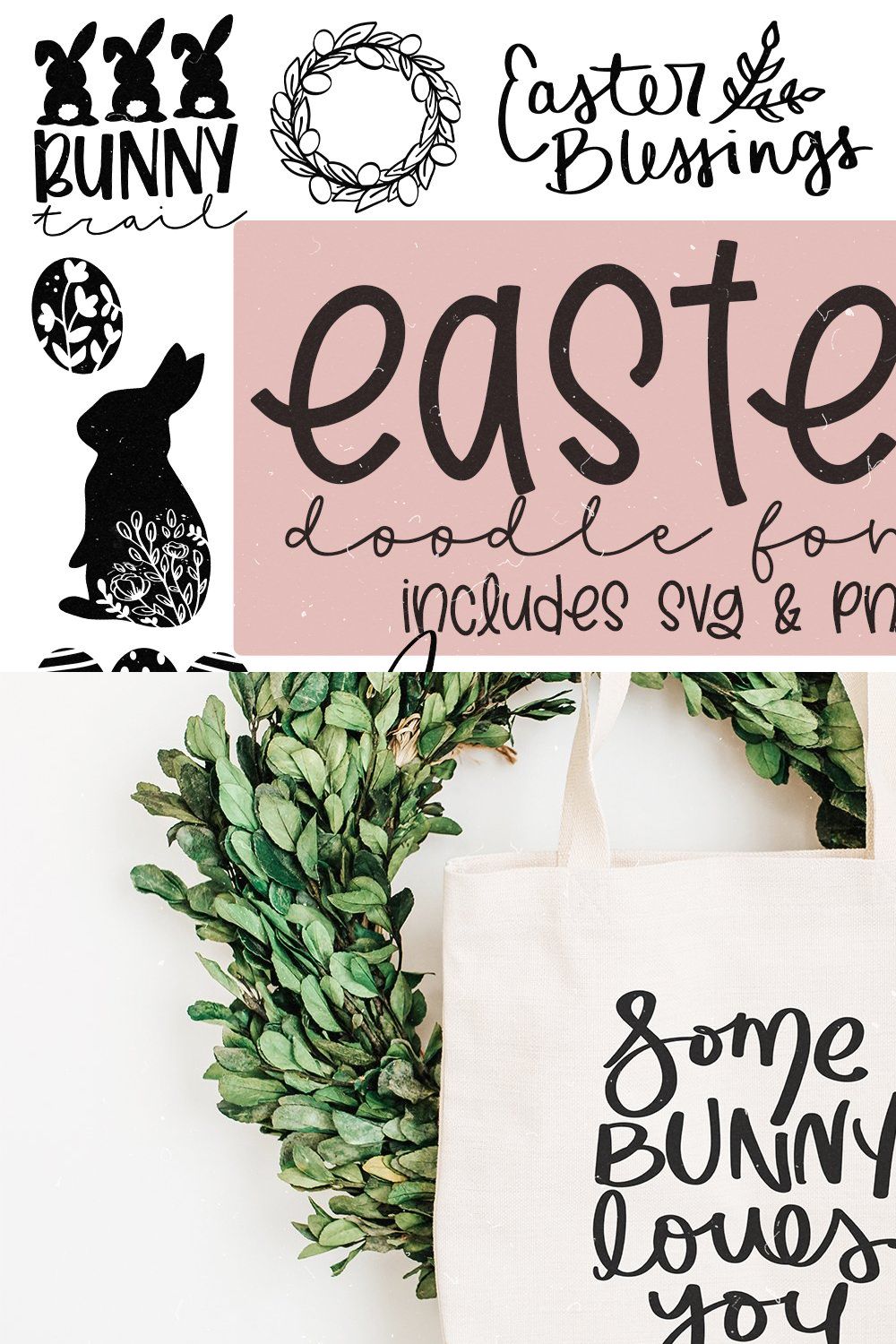 Easter Doodle Font | SVG Bundle pinterest preview image.