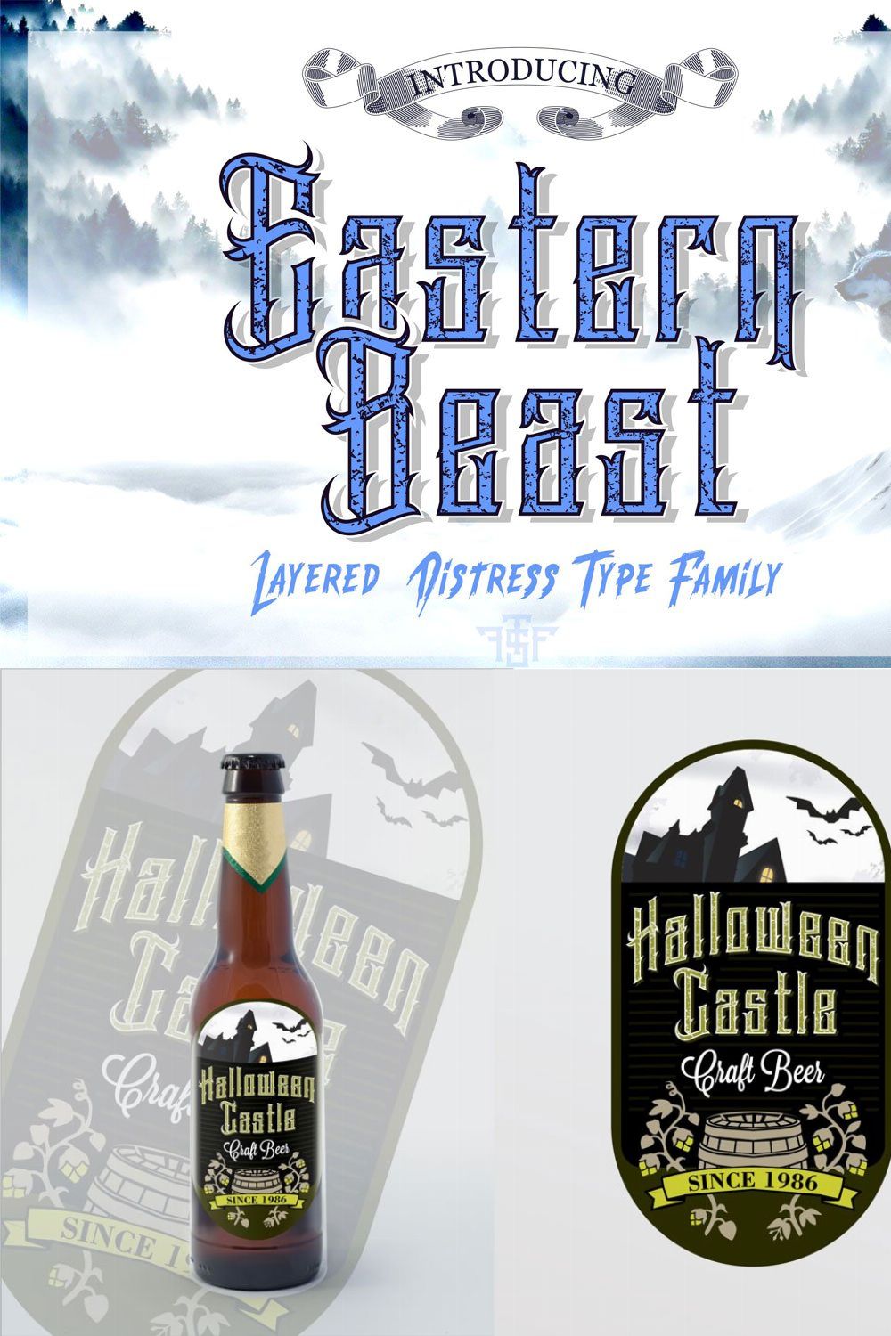 Eastern Beast Typeface pinterest preview image.