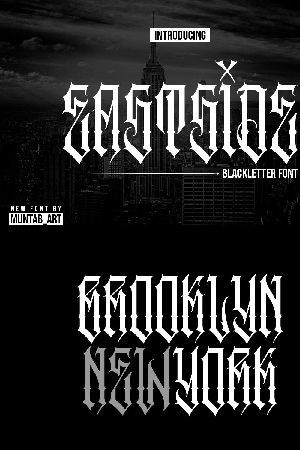 Eastside | Blackletter font pinterest preview image.