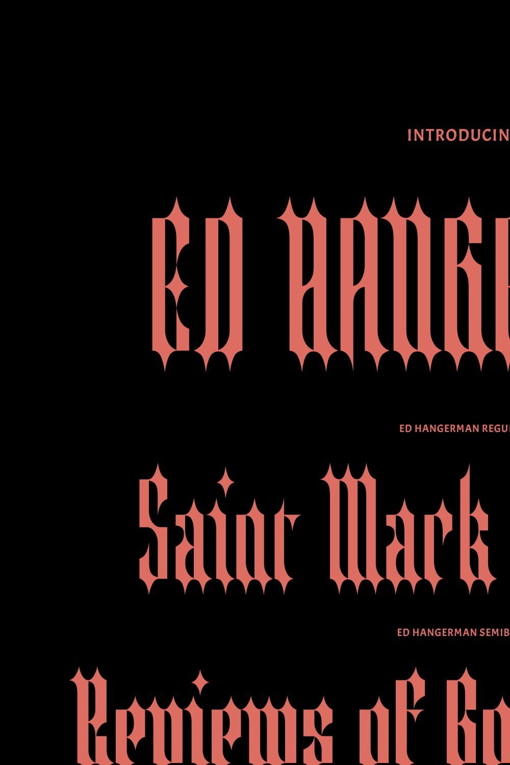 ED Hangerman - Blackletter Typeface pinterest preview image.