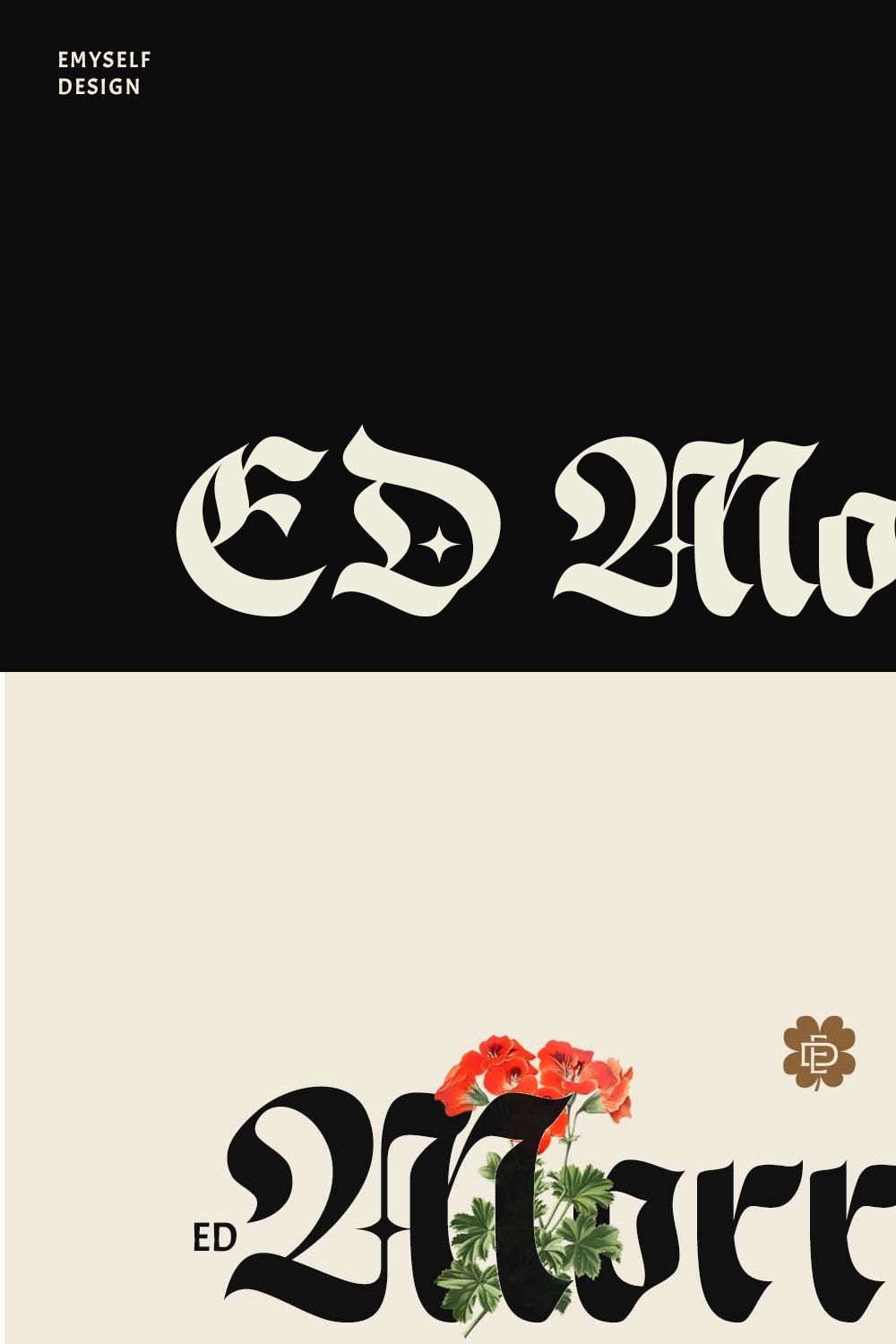 ED Morrigan Typeface pinterest preview image.