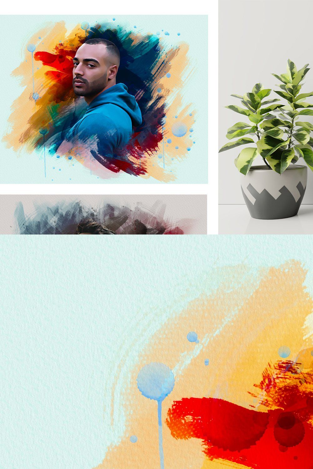 Editable Realistic Painting Effect pinterest preview image.