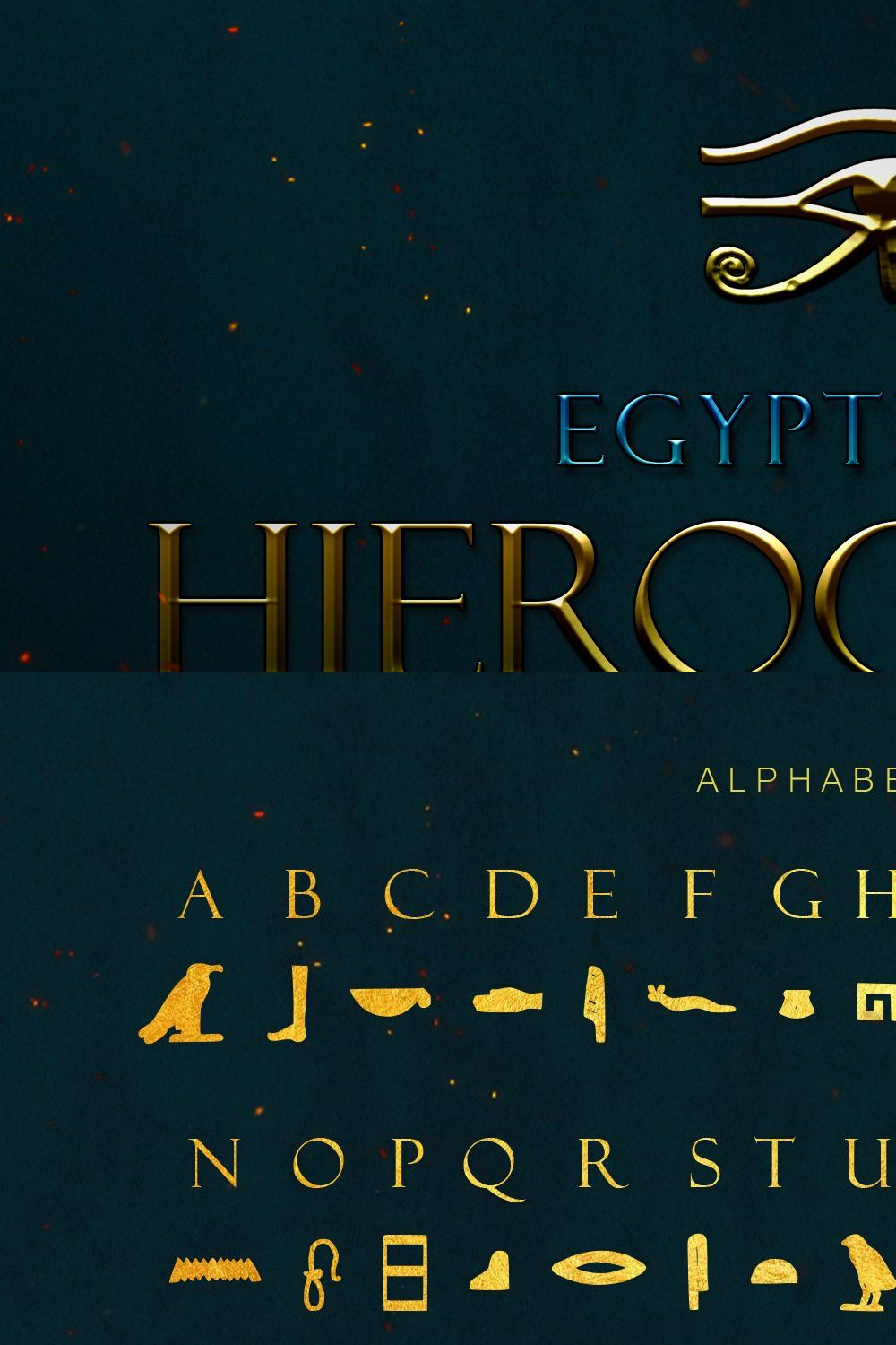 Egyptian Hieroglyph Typeface pinterest preview image.