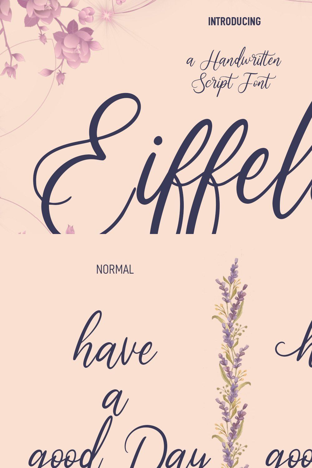 Eiffelish Script Font pinterest preview image.