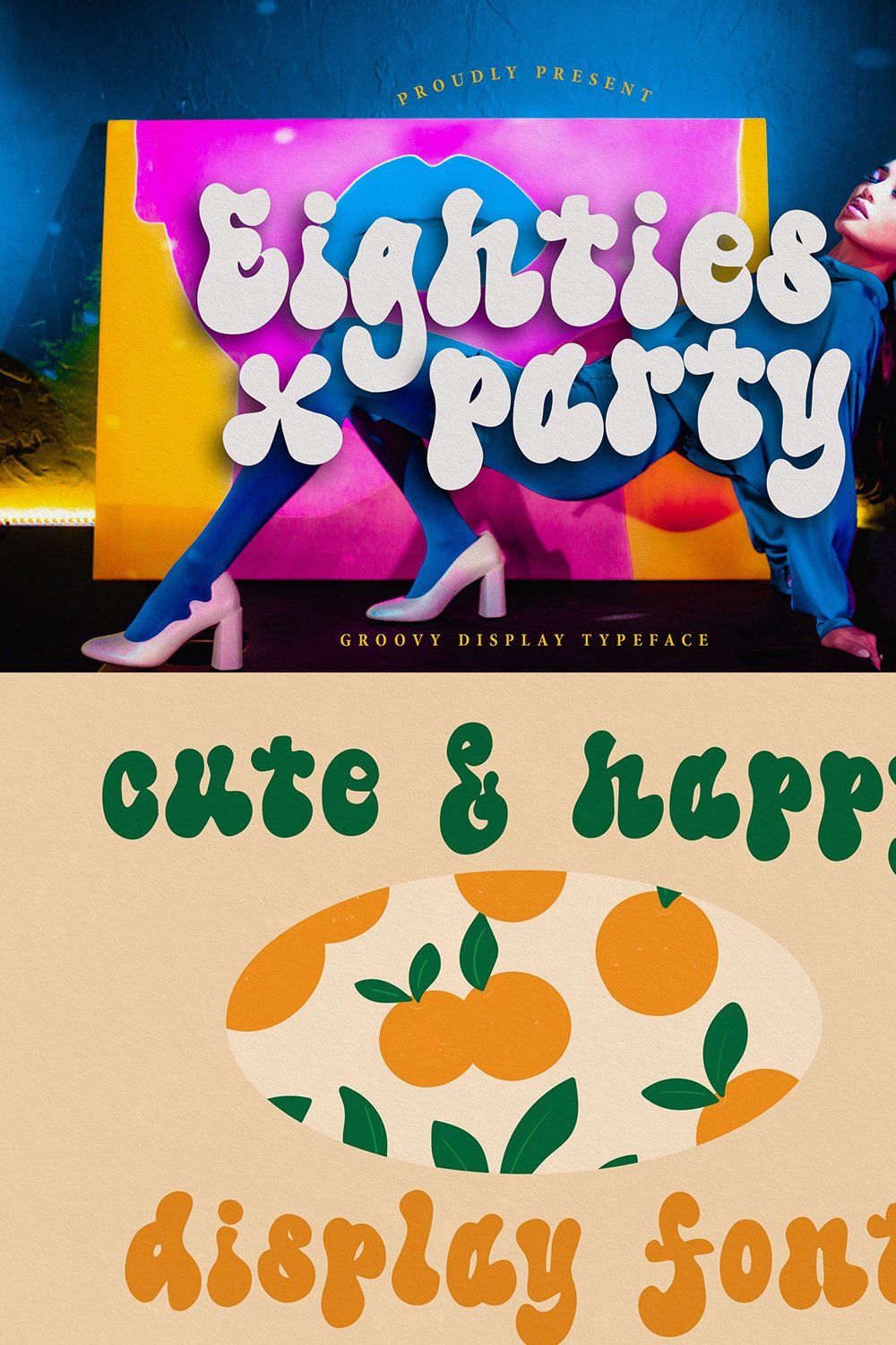 Eighties Party - Bubble Retro Font pinterest preview image.