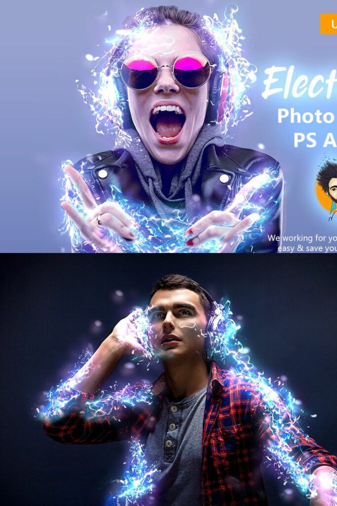Electricity Photo Effect PS Action – MasterBundles