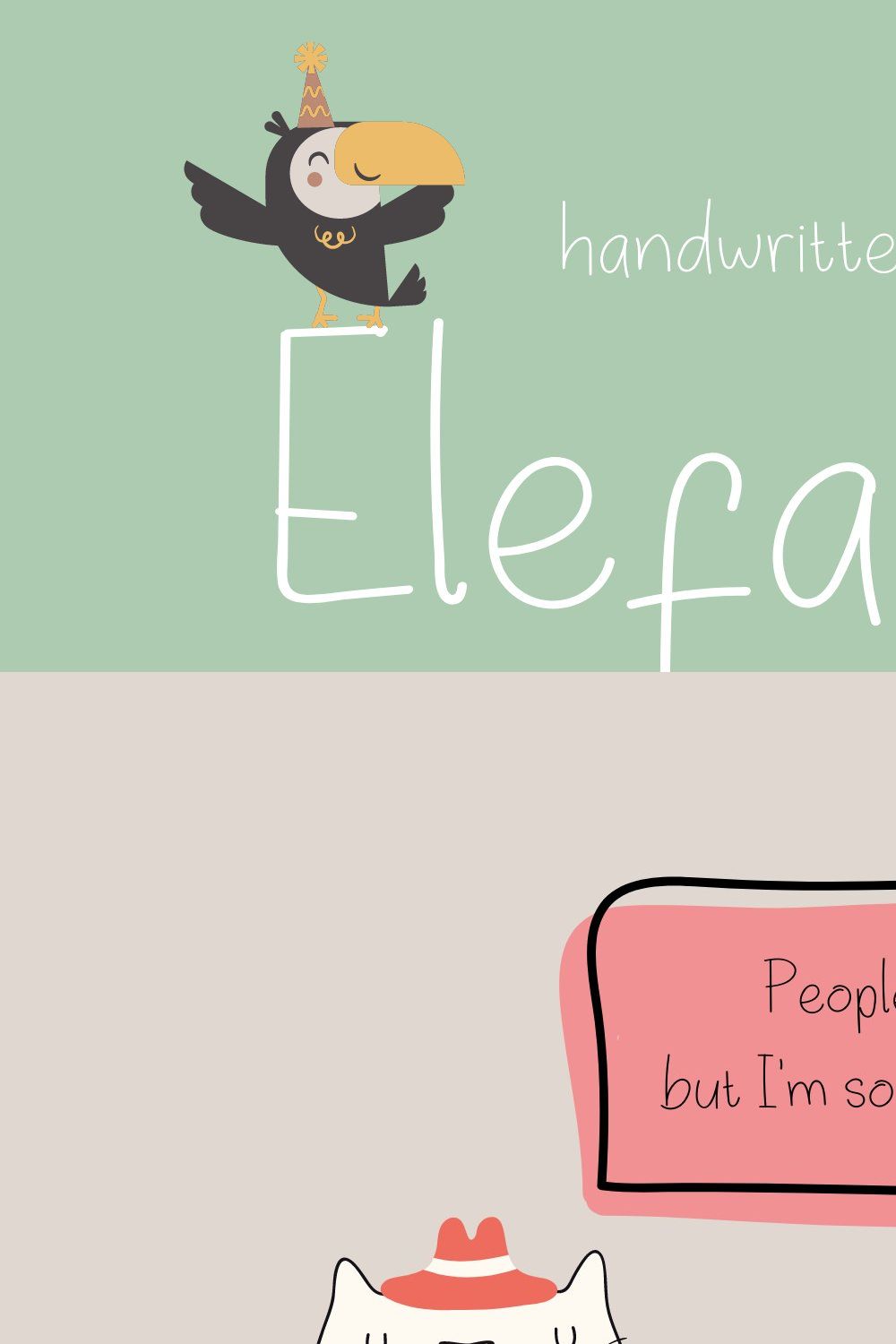 Elefantis Cute Handwritten Font pinterest preview image.