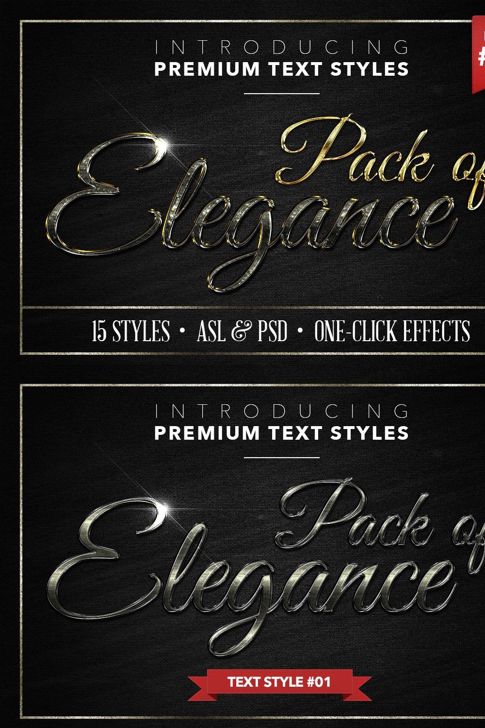 Elegance #1 - 15 Text Styles pinterest preview image.