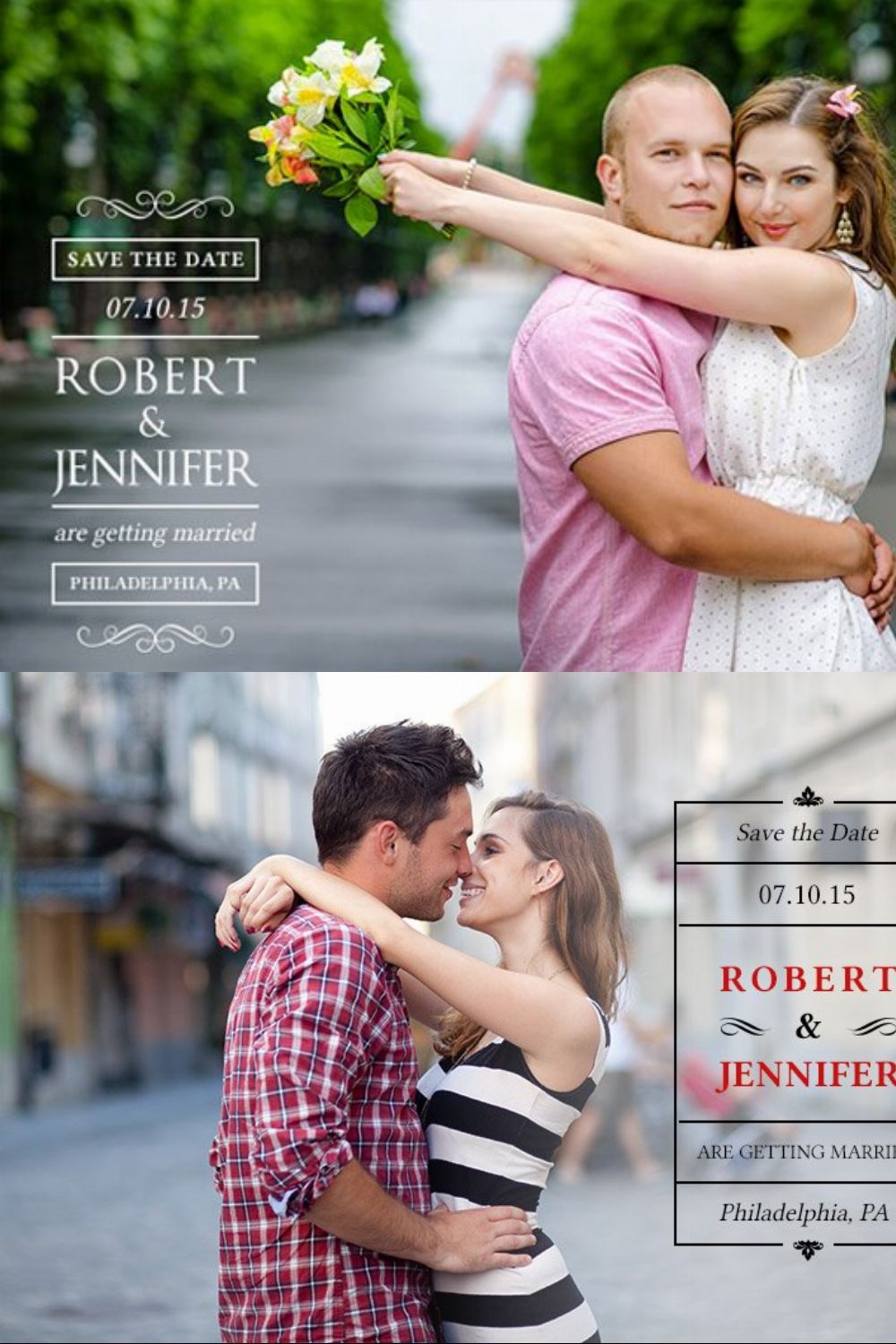 Elegant Save-the-Date Overlays pinterest preview image.