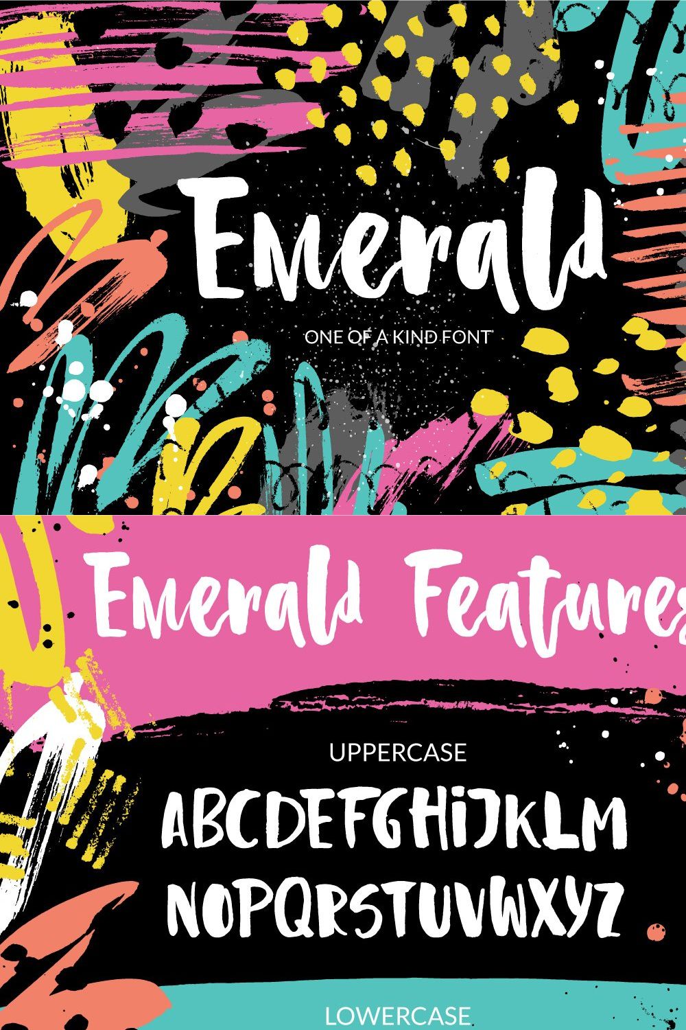 Emerald - playful brush font pinterest preview image.