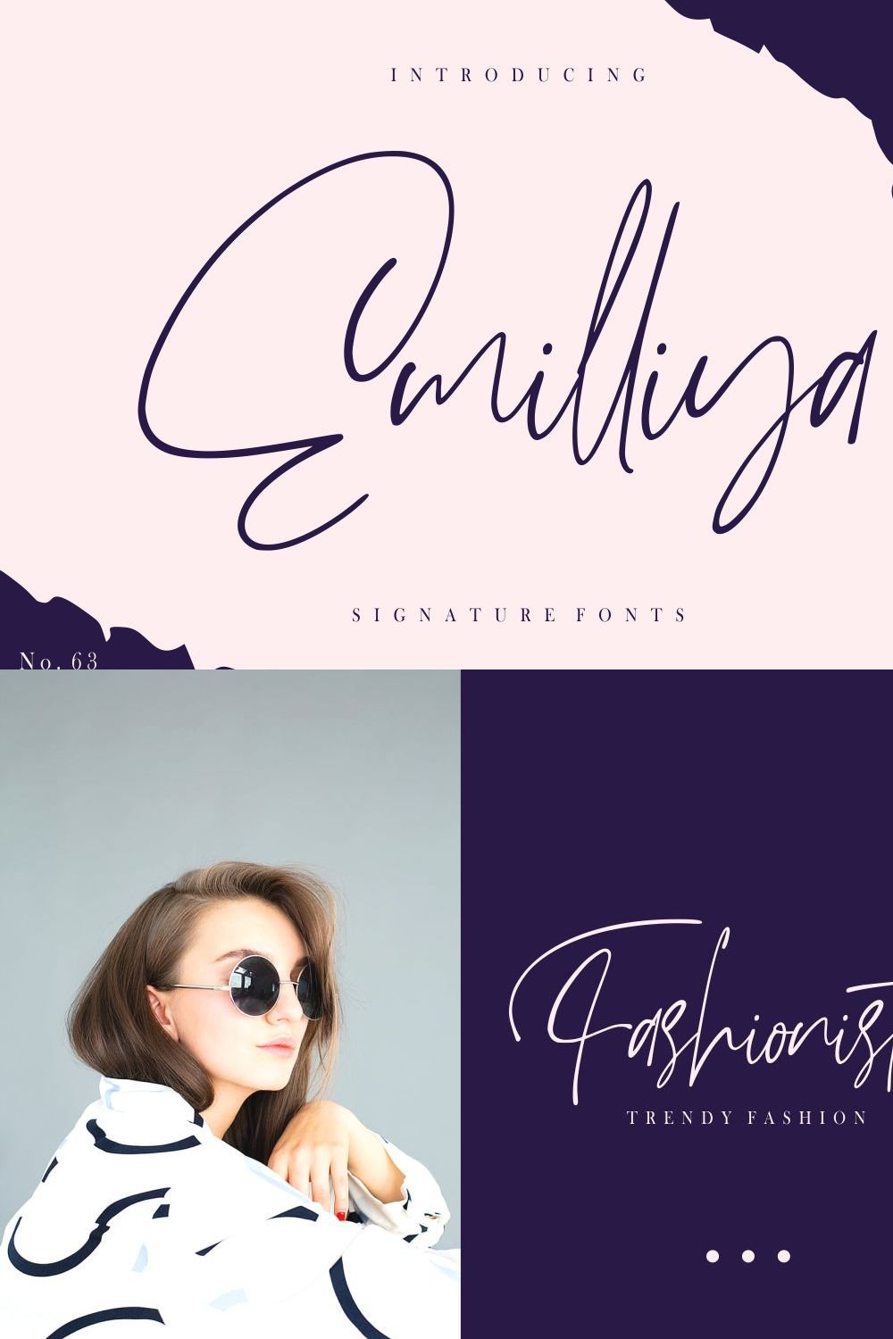 Emilliya // Luxury Signature Font pinterest preview image.