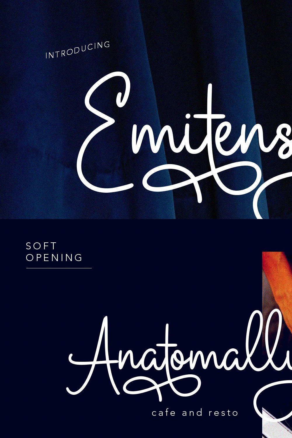 Emitensy Script Font pinterest preview image.