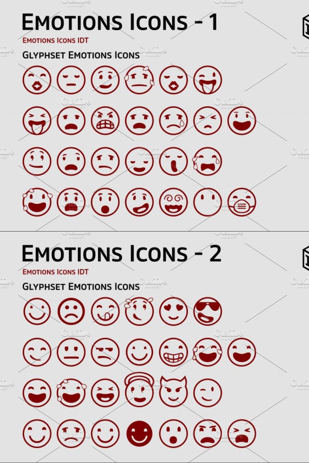 Emotions Icons + Web Font(Free) pinterest preview image.