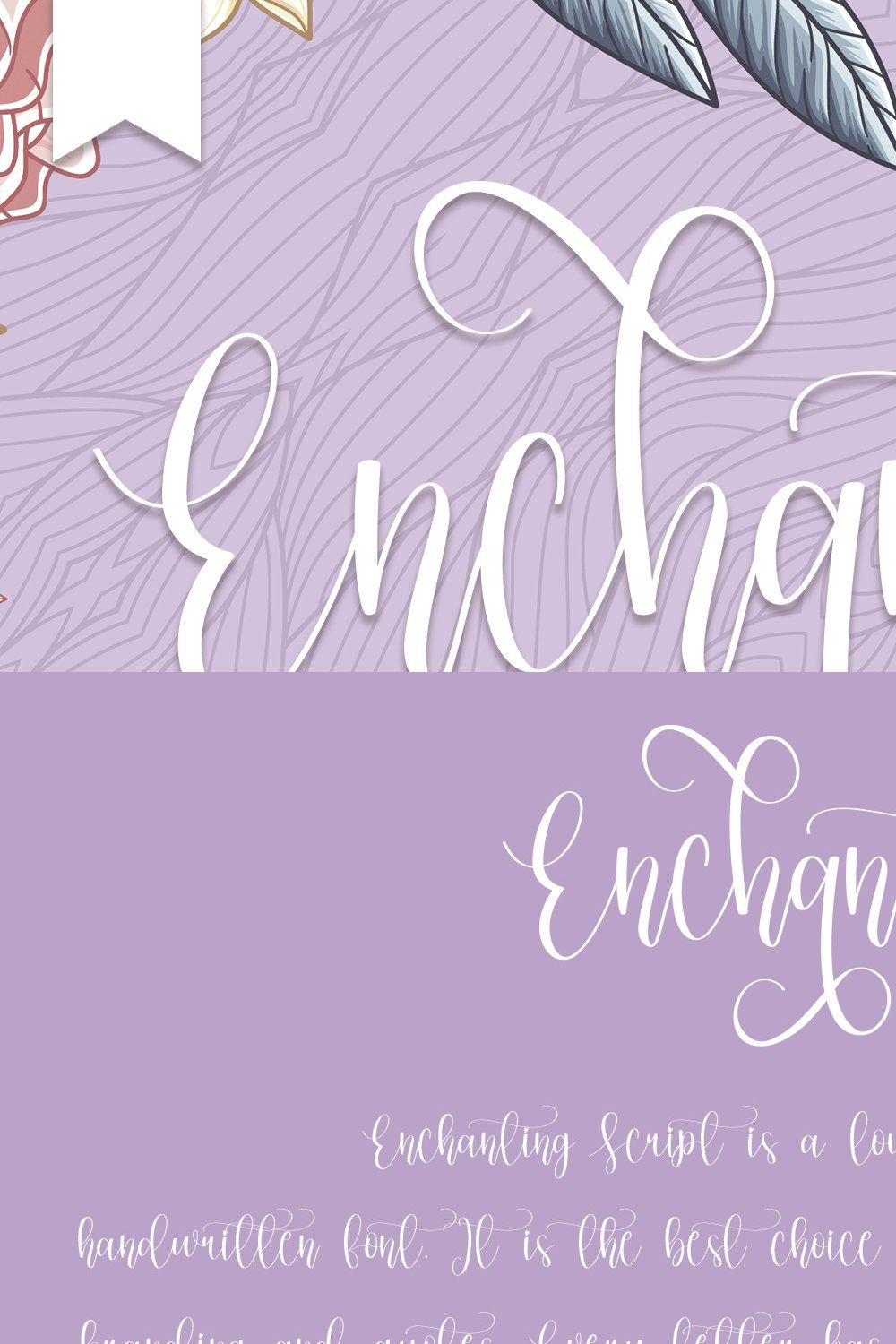 Enchanting | Script font pinterest preview image.