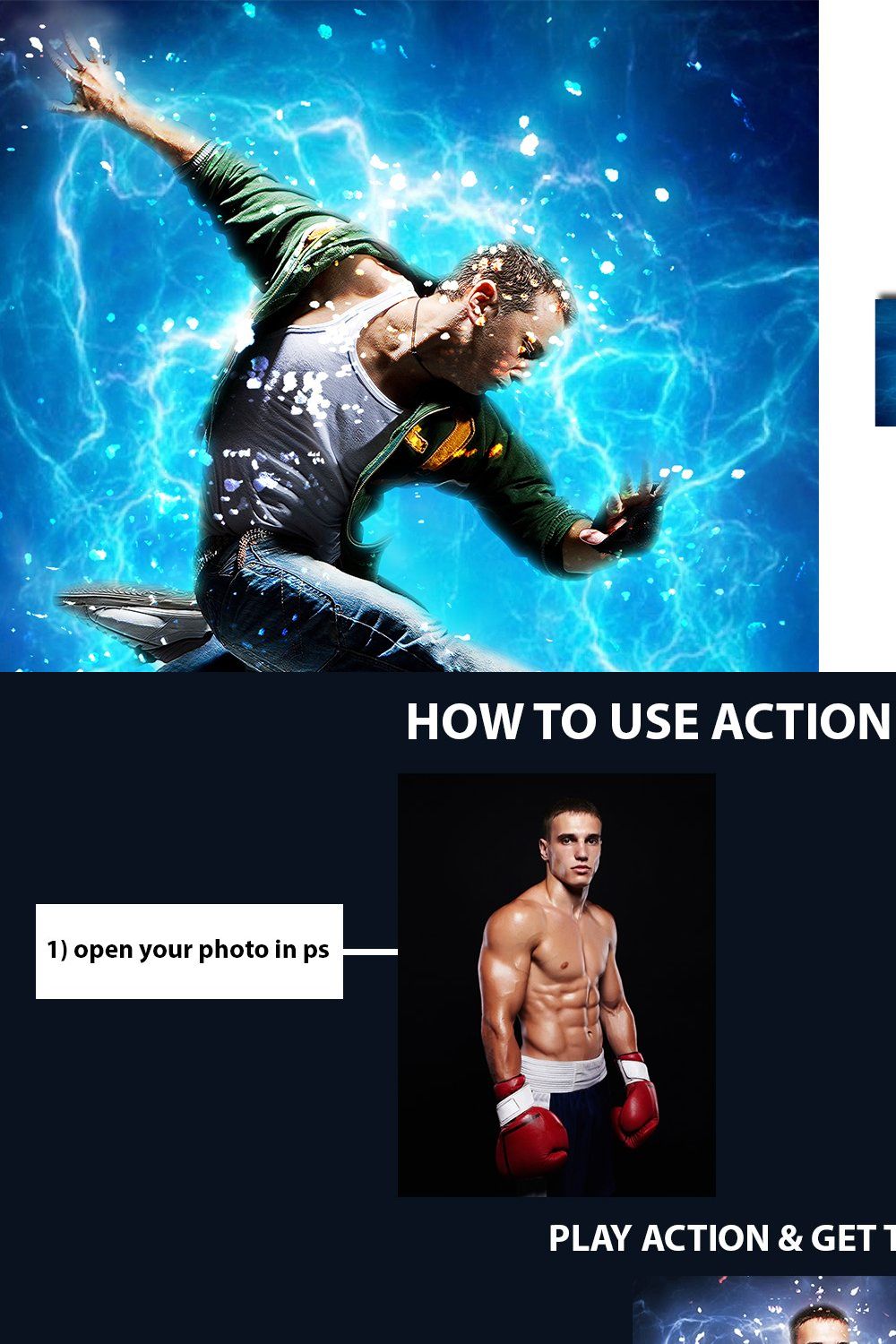 Energy Photoshop Action pinterest preview image.