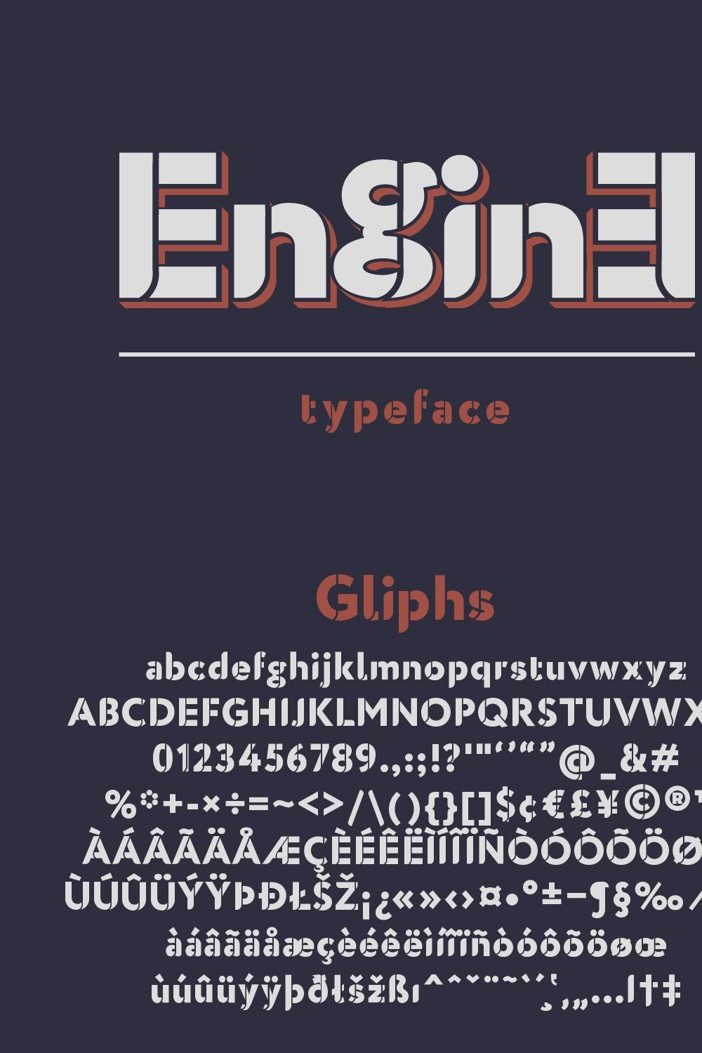 Engine - layered vintage font. pinterest preview image.