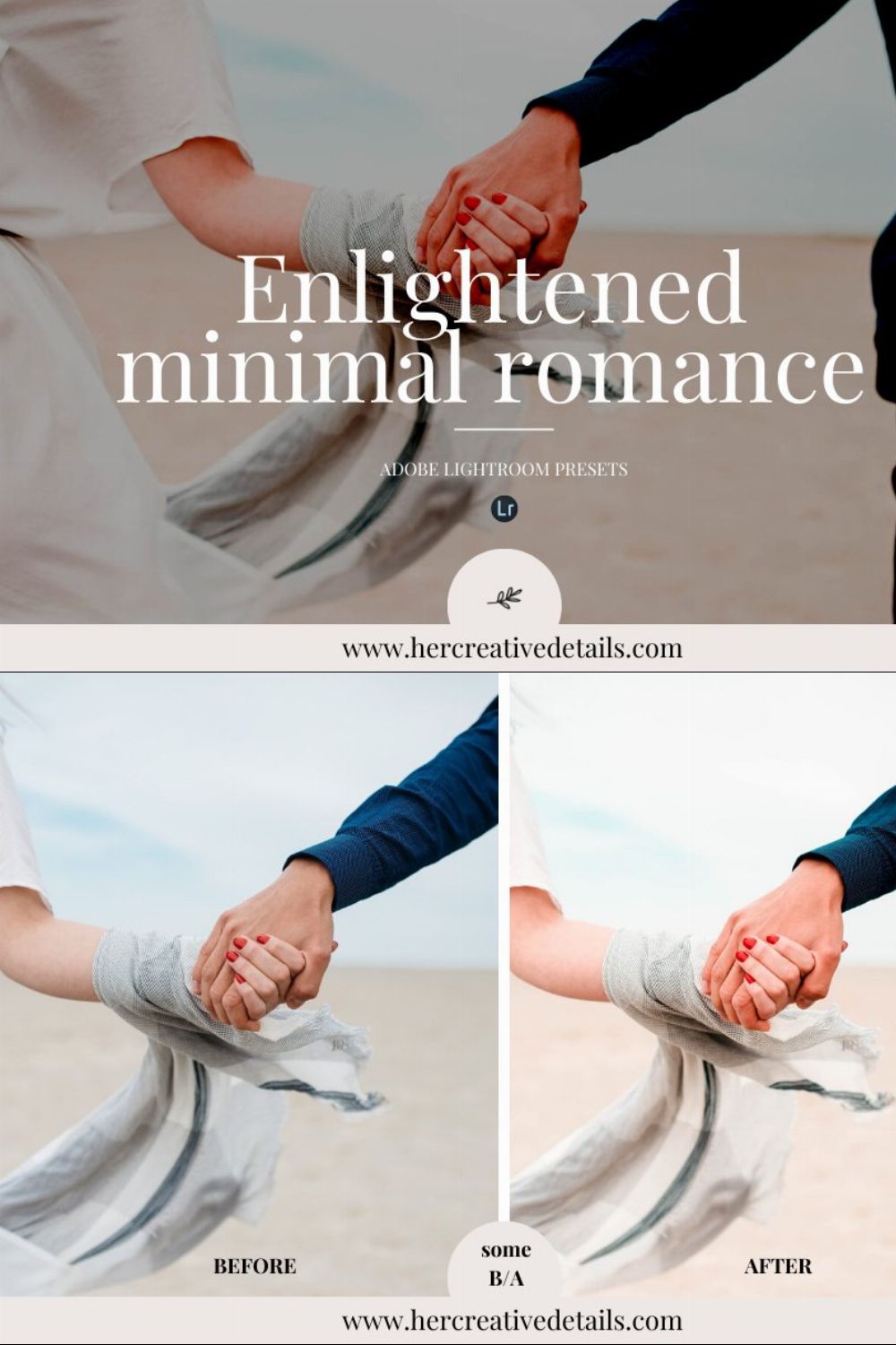 Enlightened minimal romance preset pinterest preview image.