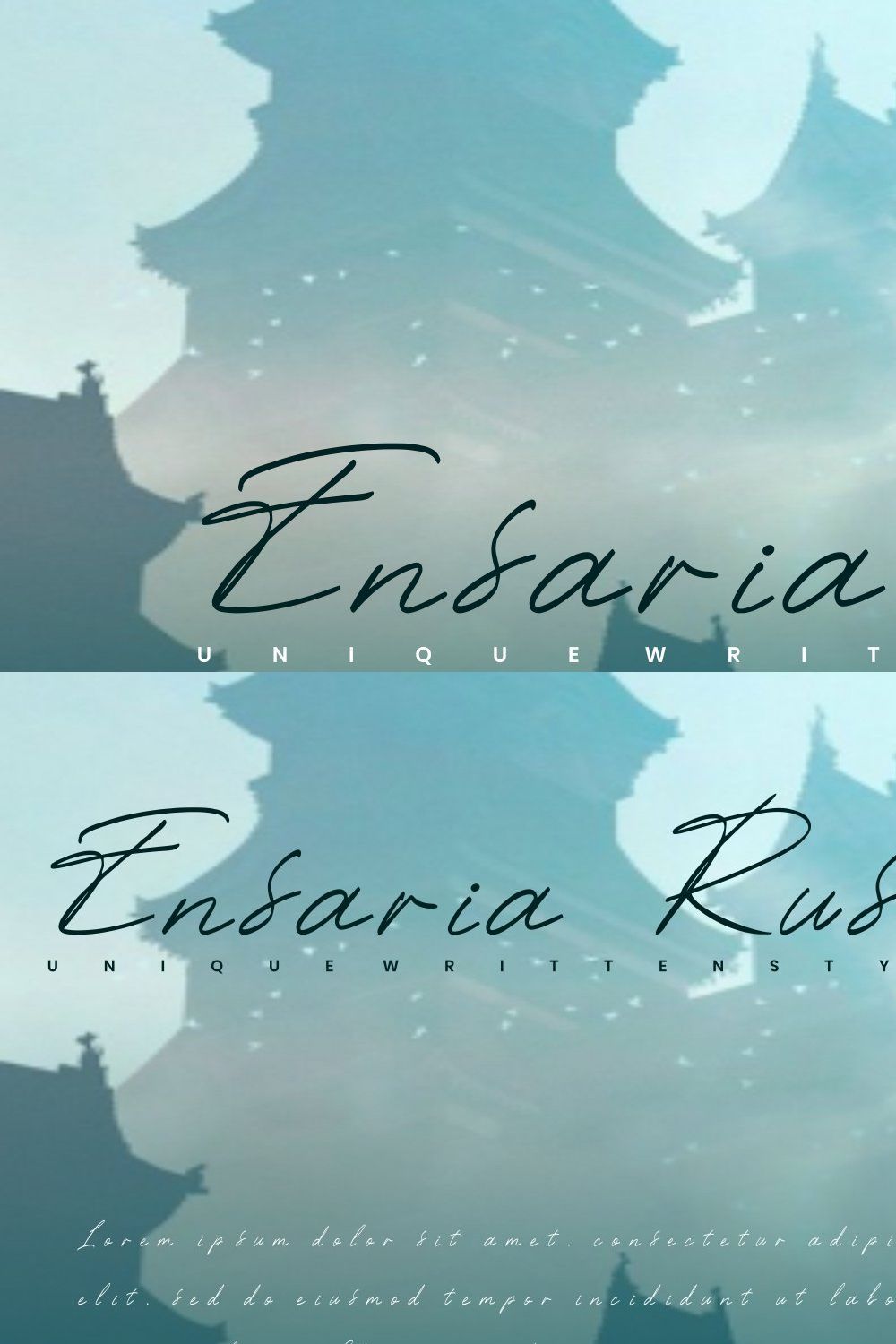 Ensaria Rush - Handwritten Font pinterest preview image.