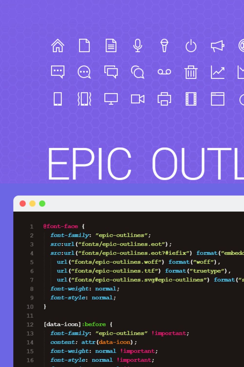 Epic Outlines Font pinterest preview image.