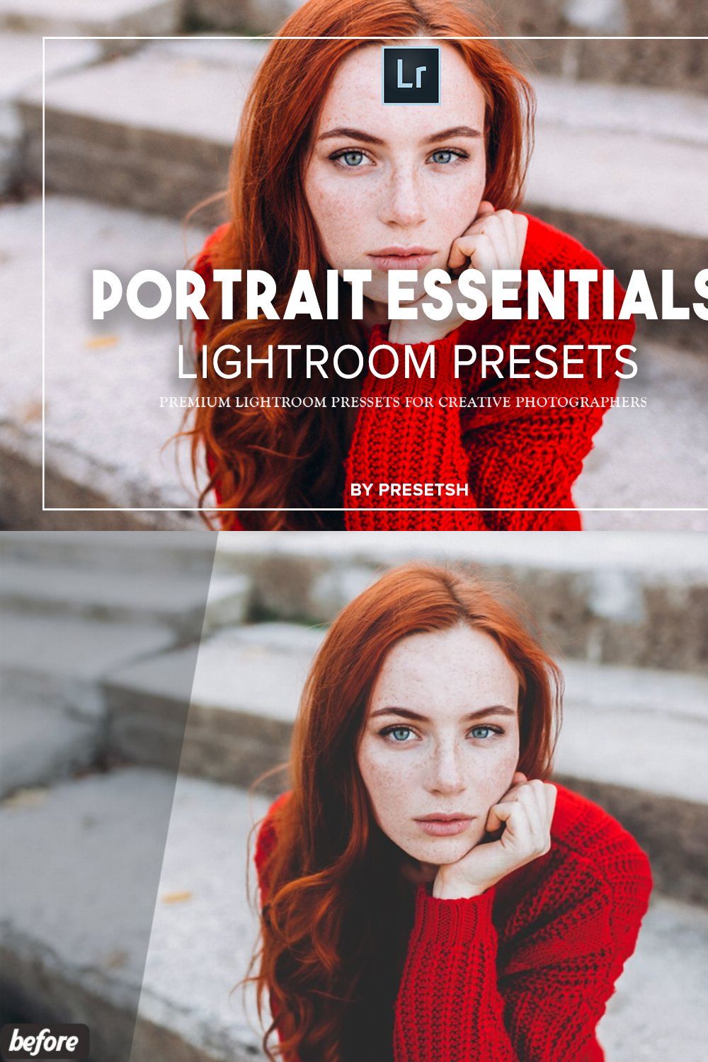 Essential Portrait lightroom presets pinterest preview image.