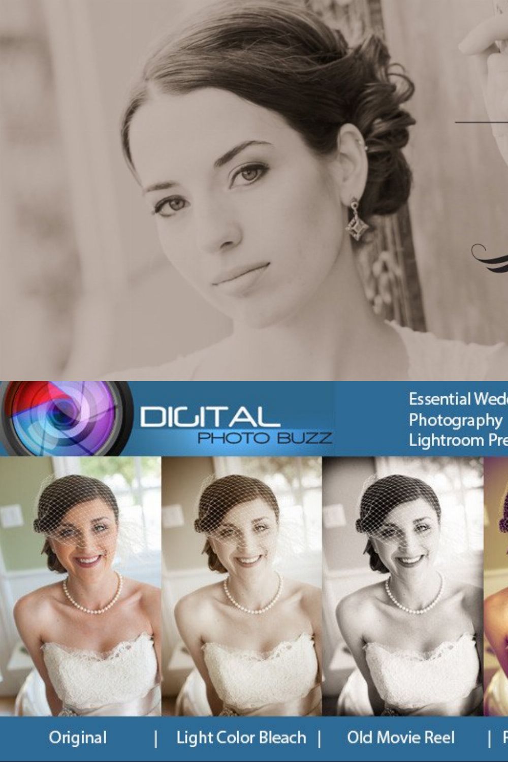 Essential Presets for Weddings pinterest preview image.