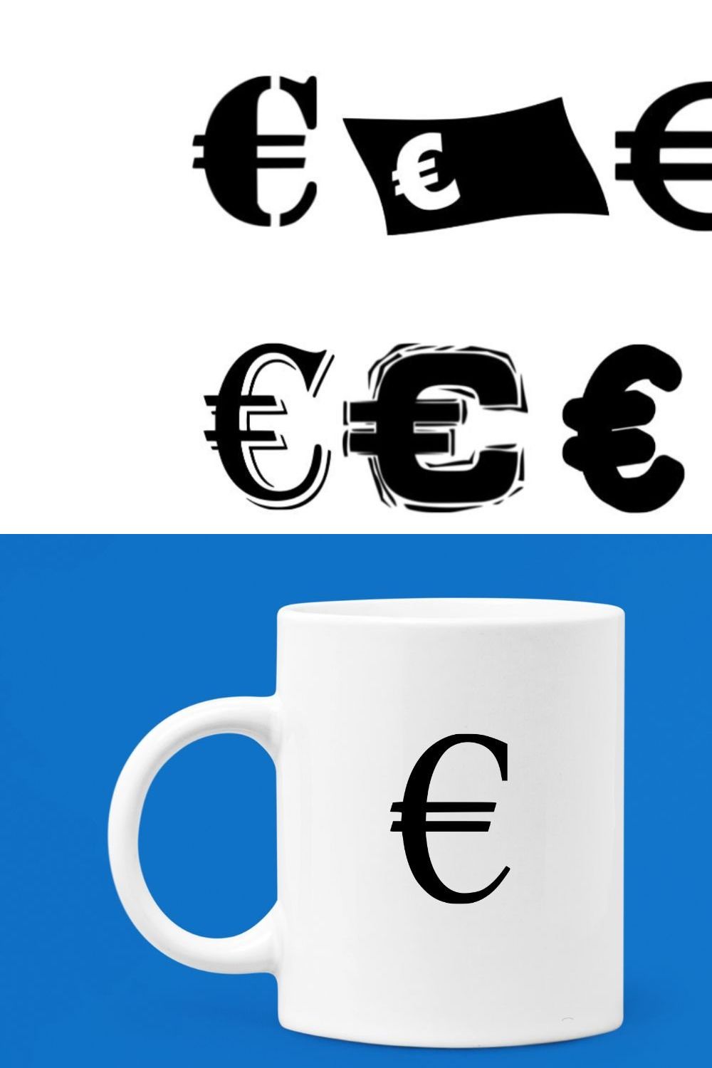 Euro Symbol Silhouette Vector pinterest preview image.