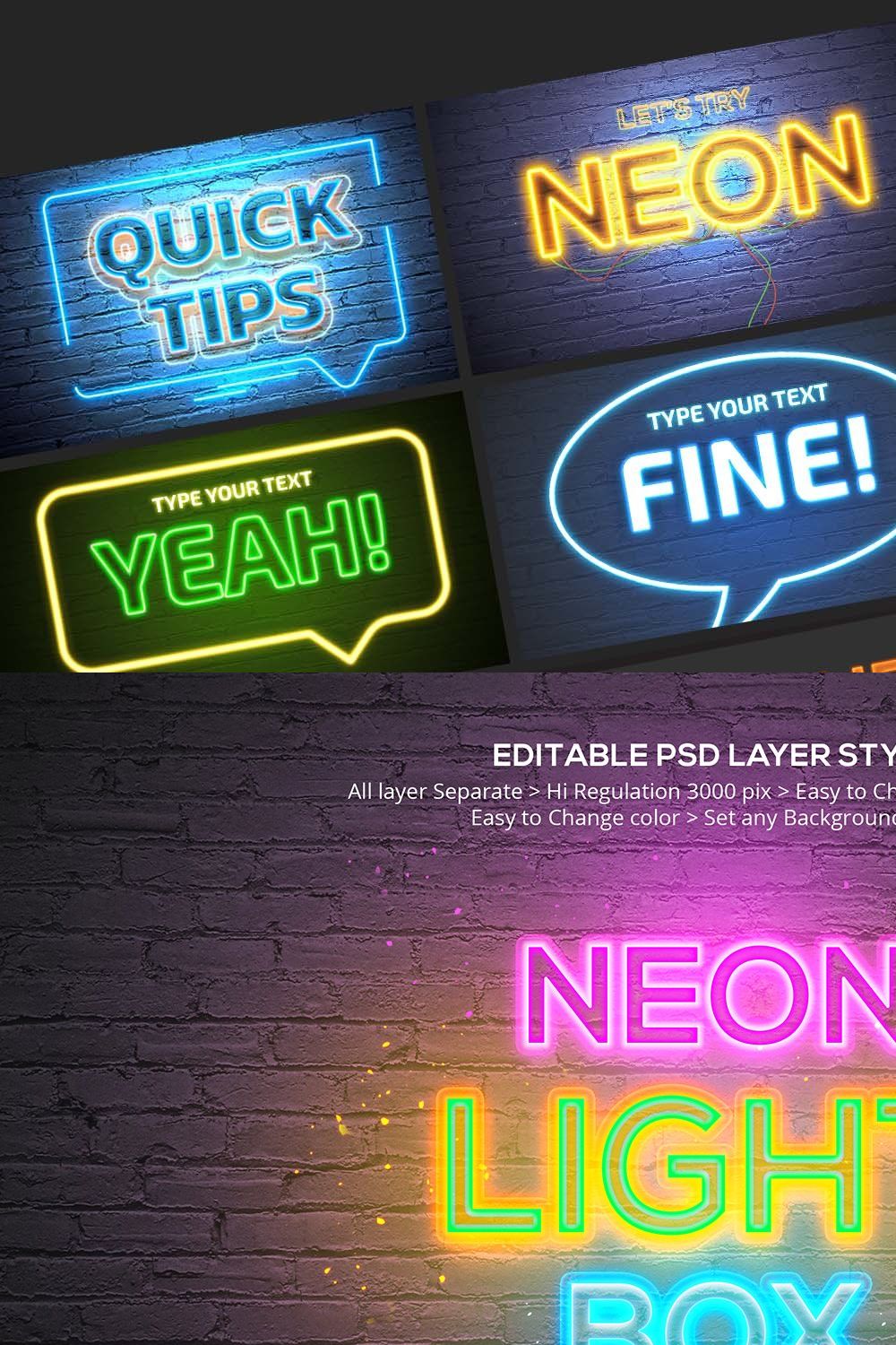 Exclusive Neon Text Effect Bundle pinterest preview image.