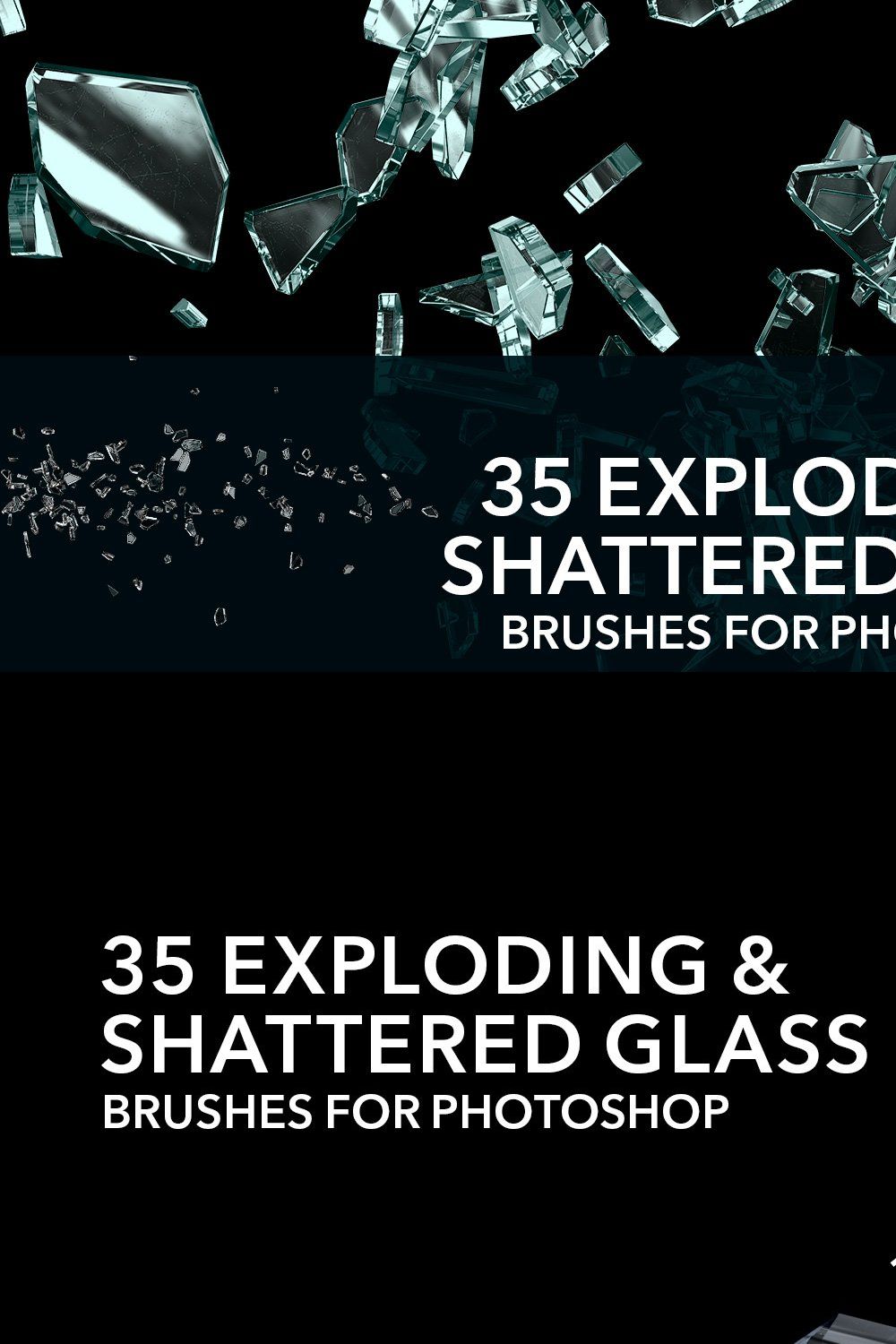 Exploding,Shattered Glass PS Brushes pinterest preview image.