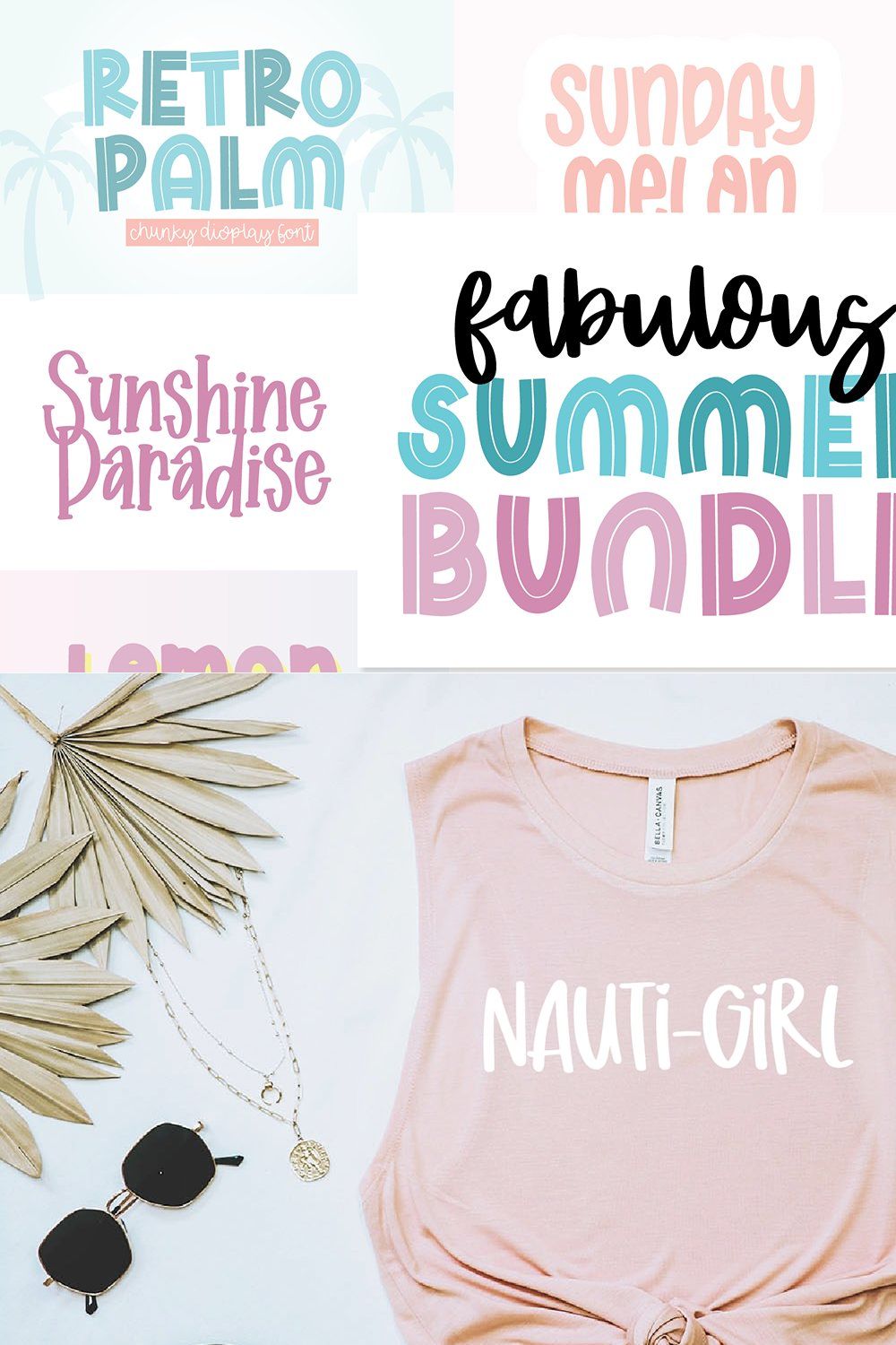 FABULOUS SUMMER FONT BUNDLE pinterest preview image.