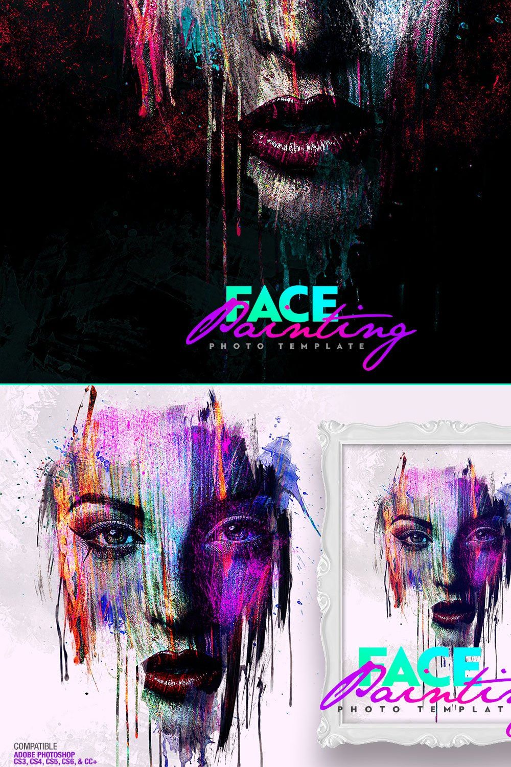 Face Painting Photo Template pinterest preview image.