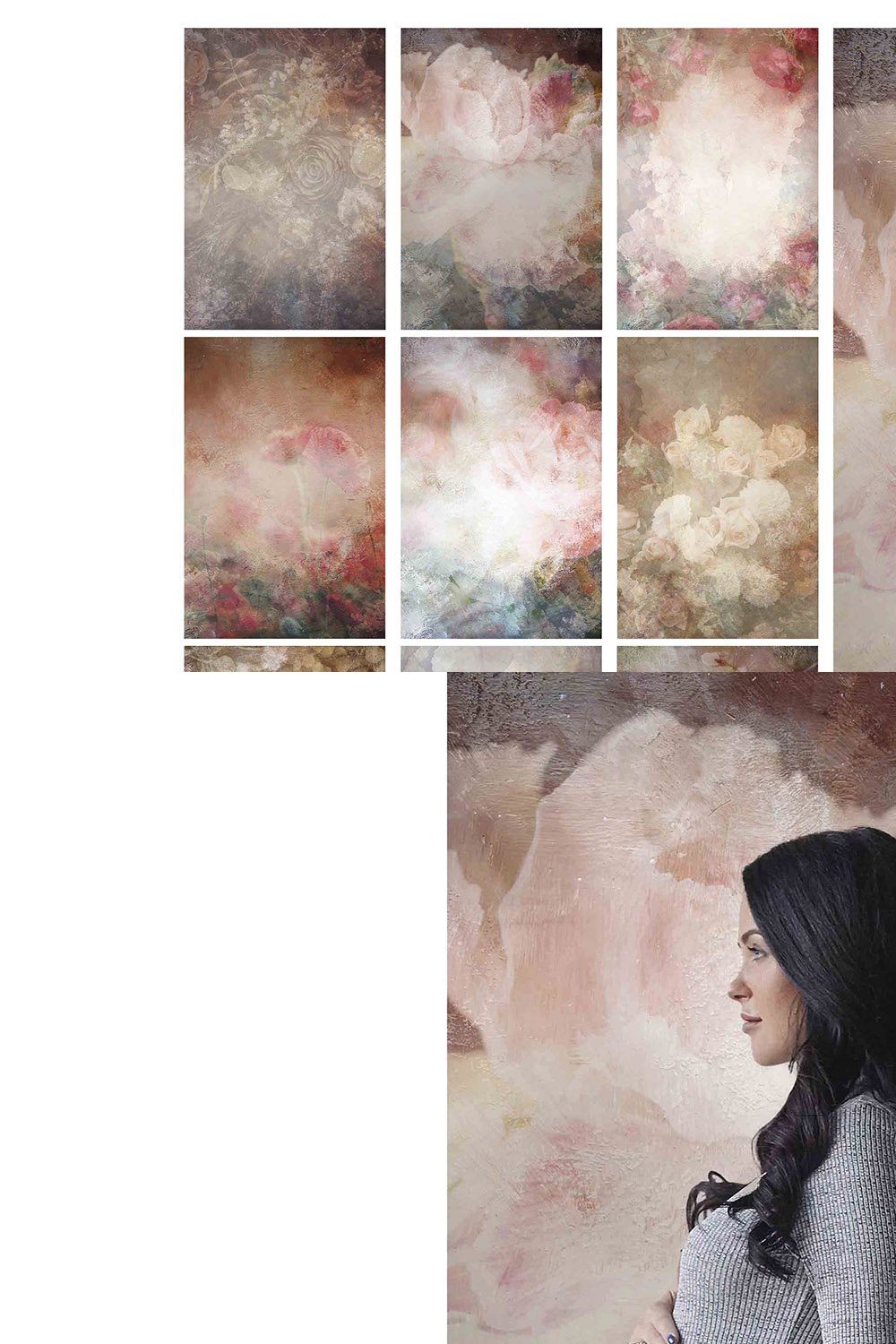 Faded Flower Textures Overlays pinterest preview image.