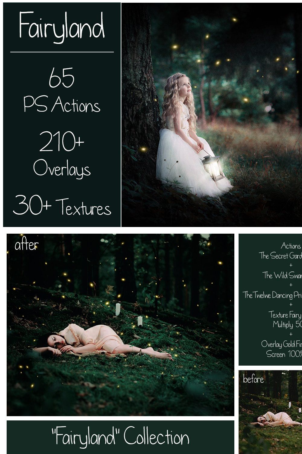 Fairy Bundle 200+ Actions&Overlays pinterest preview image.