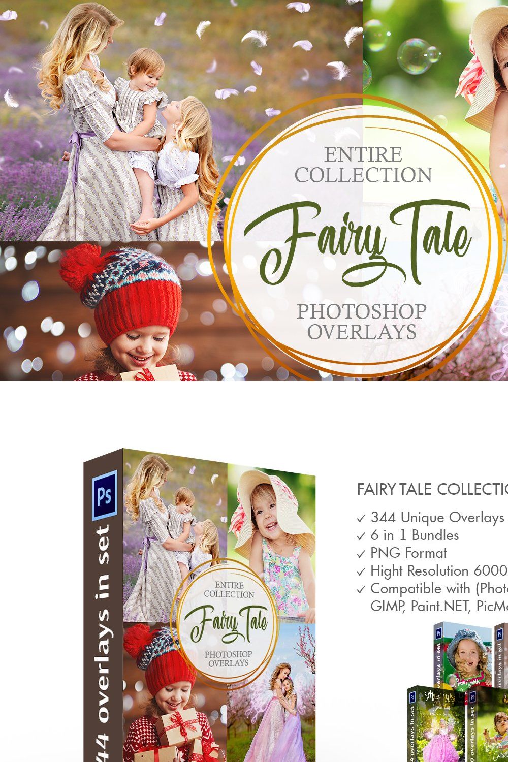 Fairy Tale Photoshop Overlays pinterest preview image.
