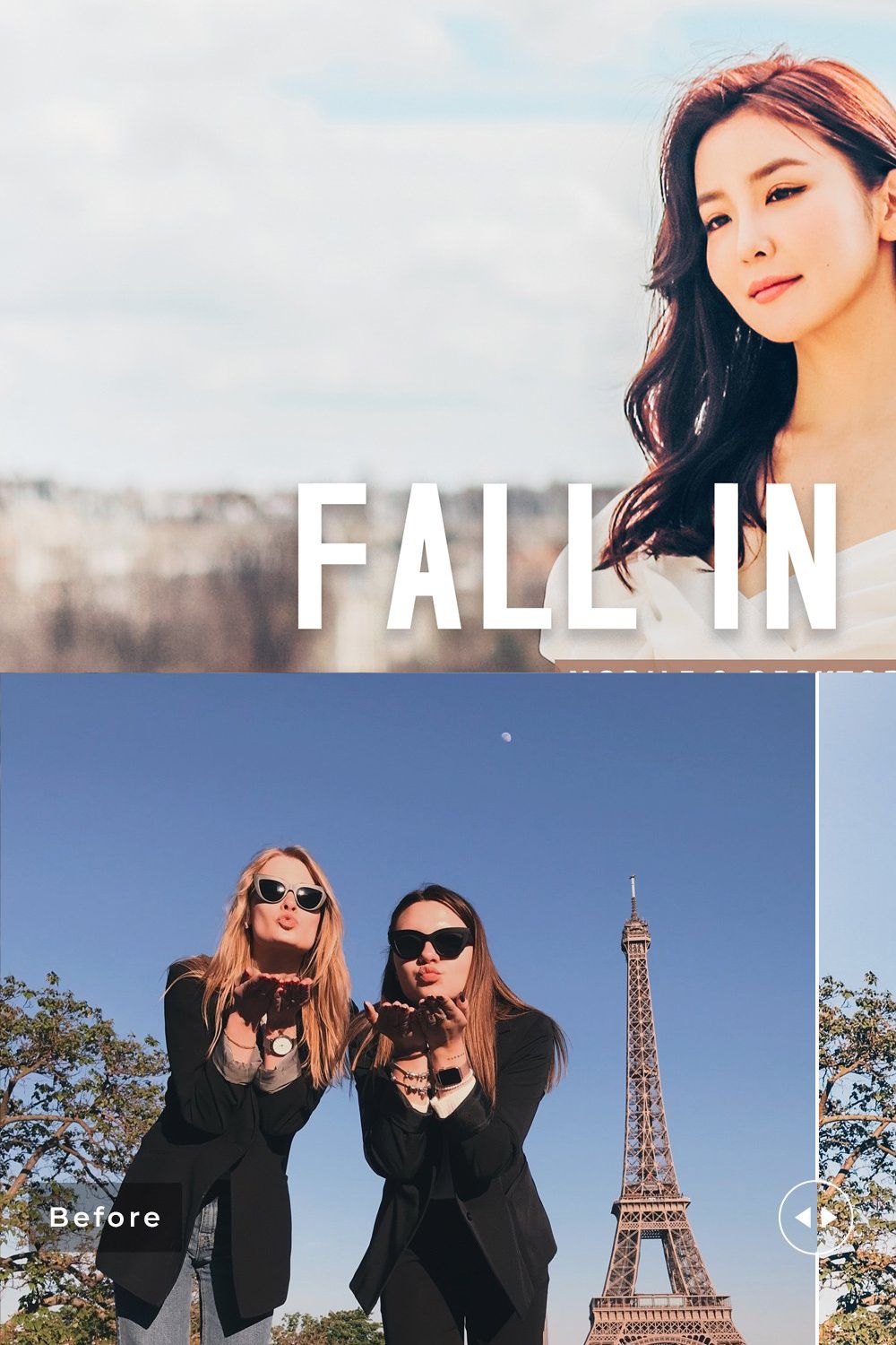 Fall in Paris Pro Lightroom Presets pinterest preview image.