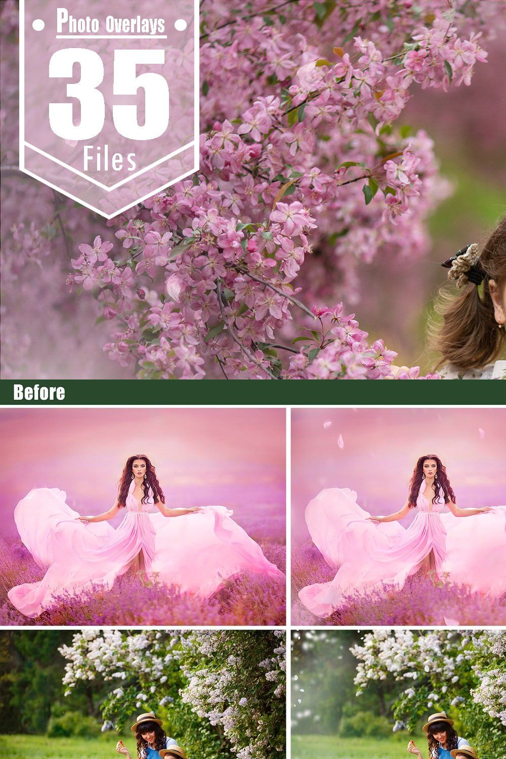 Falling Petals Photo Overlays, png pinterest preview image.