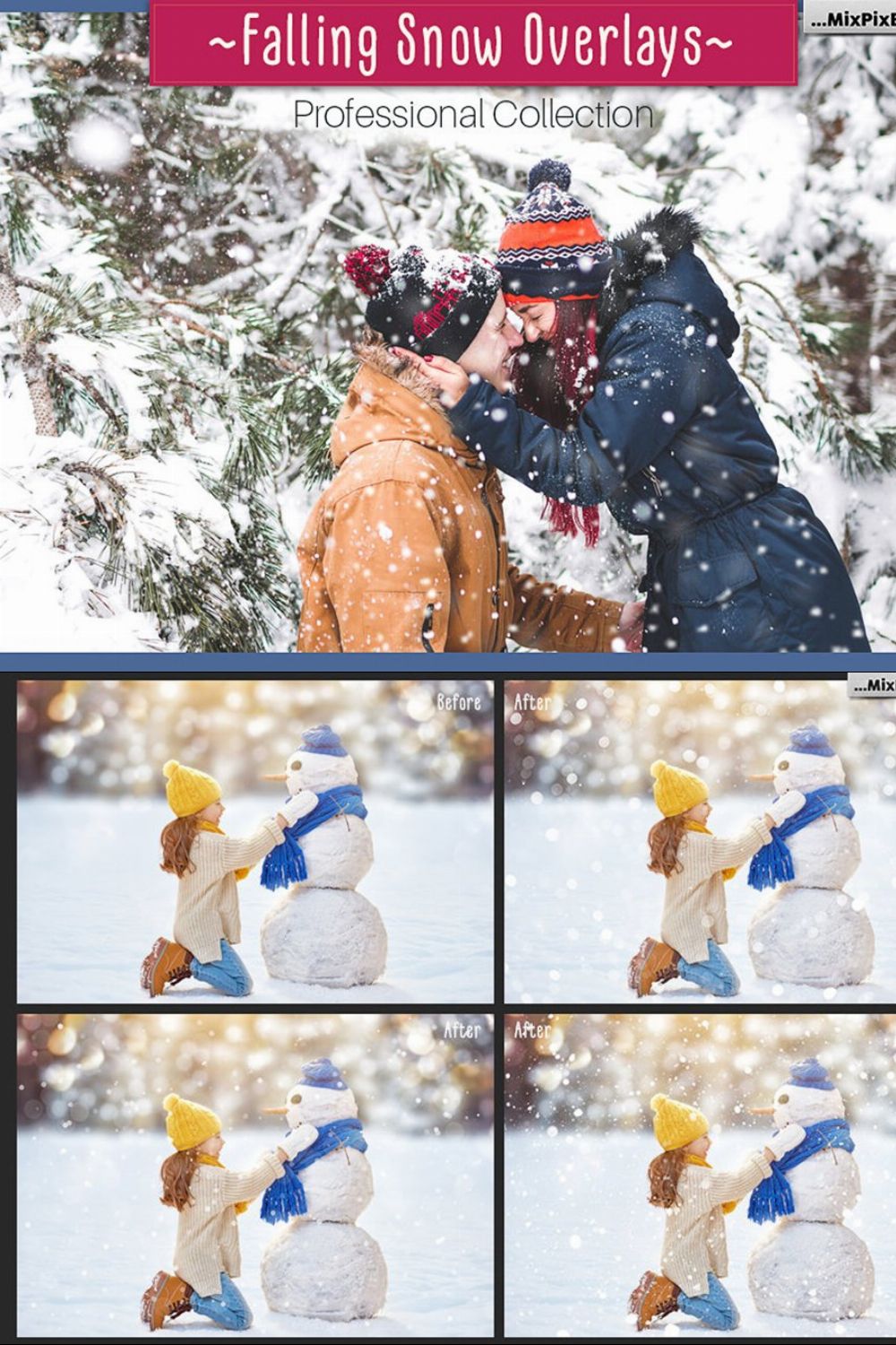 Falling Snow Overlays pinterest preview image.