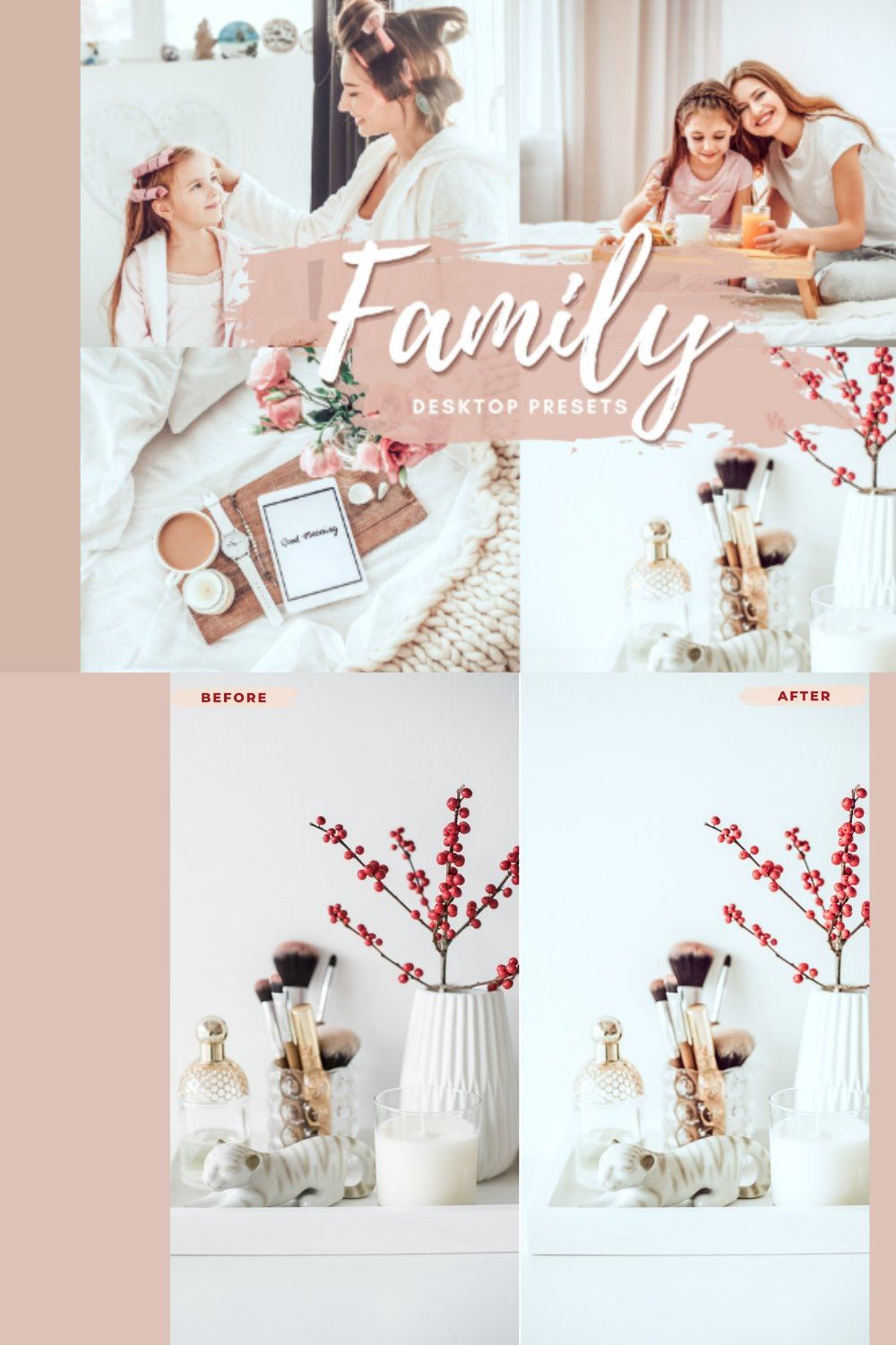 FAMILY Desktop Lightroom Preset pinterest preview image.