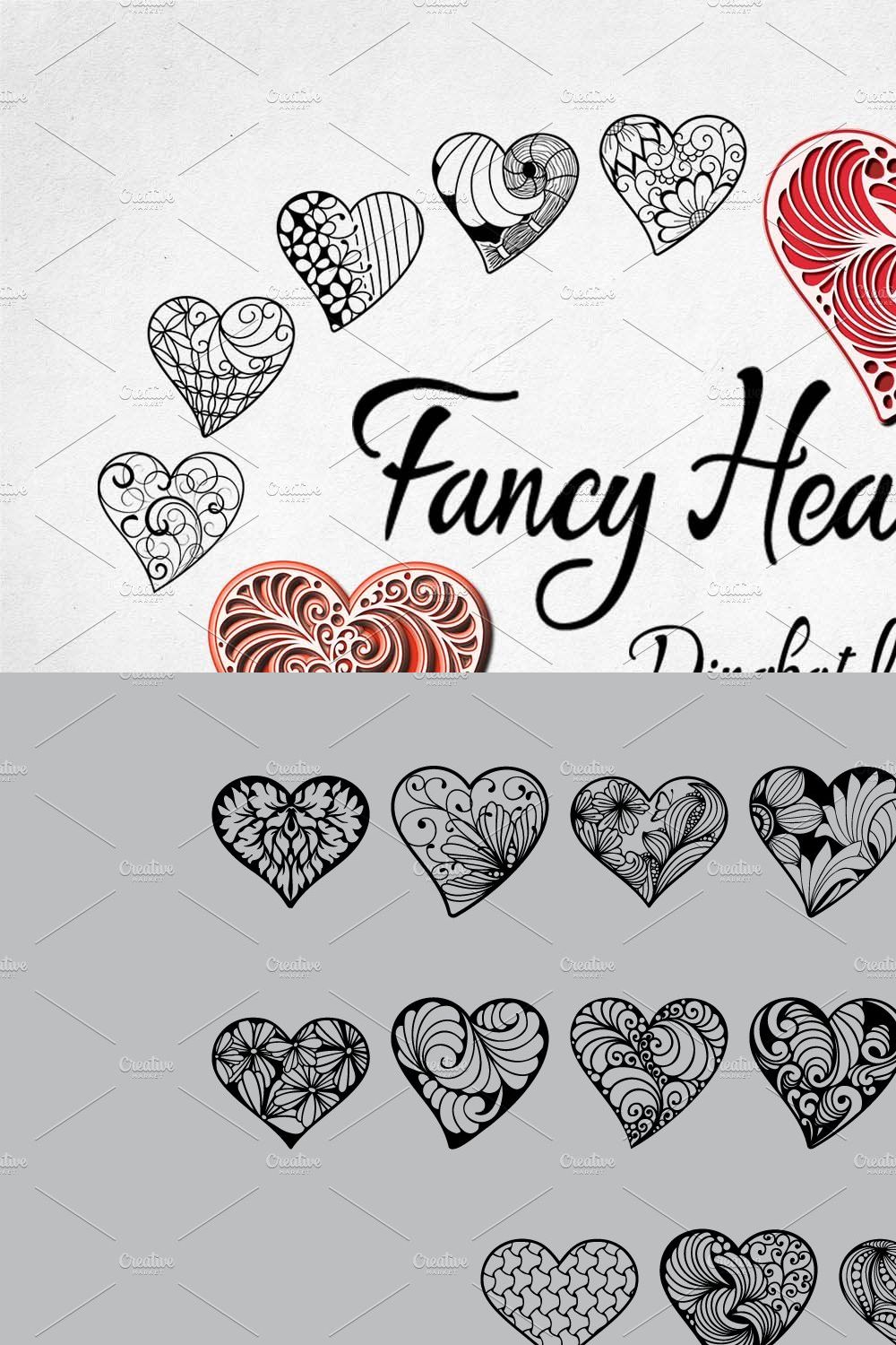 Fancy Hearts Dingbat Font pinterest preview image.