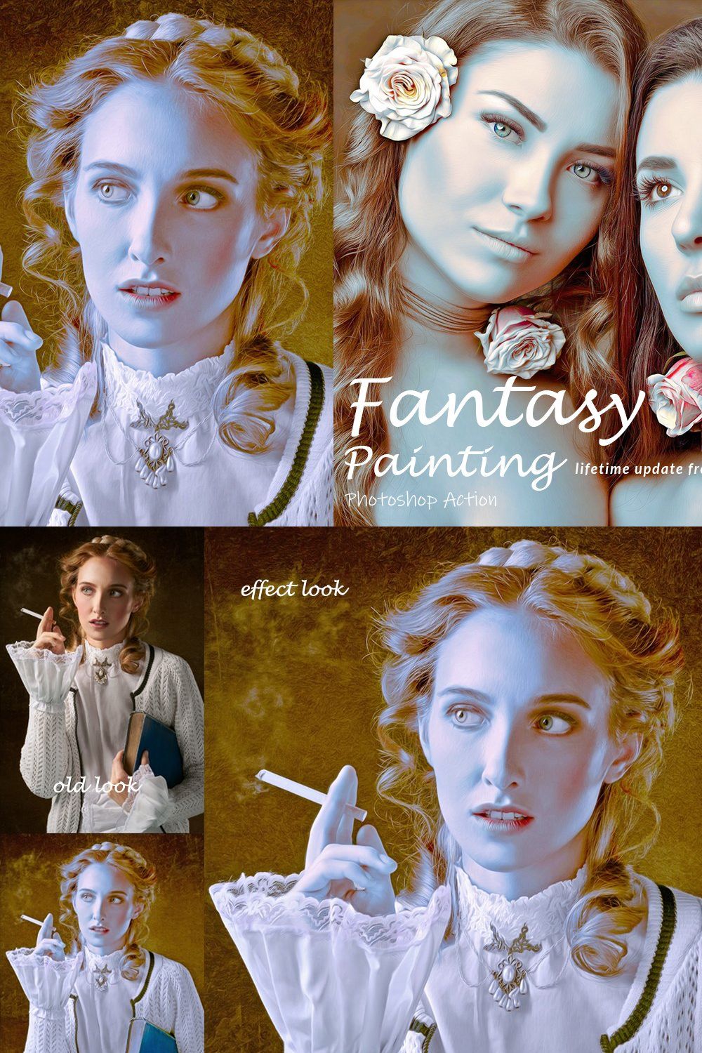 Fantasy Painting Photoshop Action pinterest preview image.