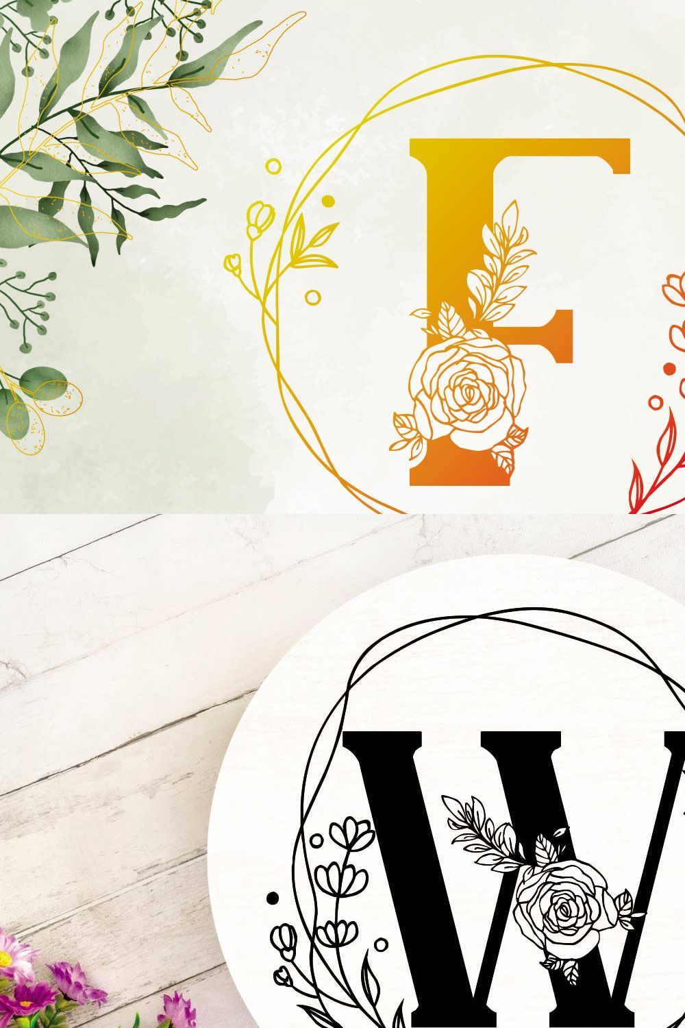 Farmhouse Monogram pinterest preview image.