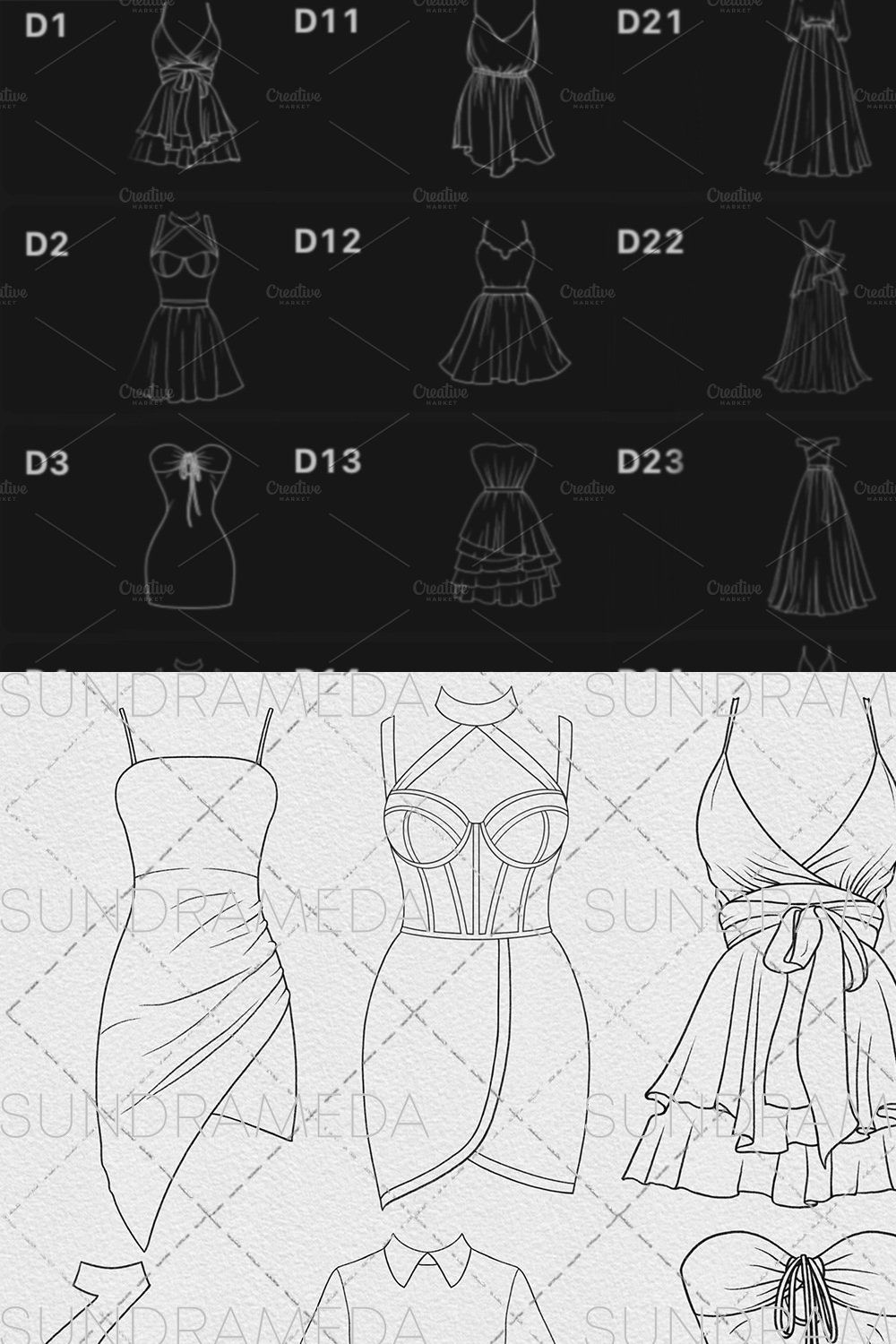 Fashion Dresses Stamp Photoshop pinterest preview image.