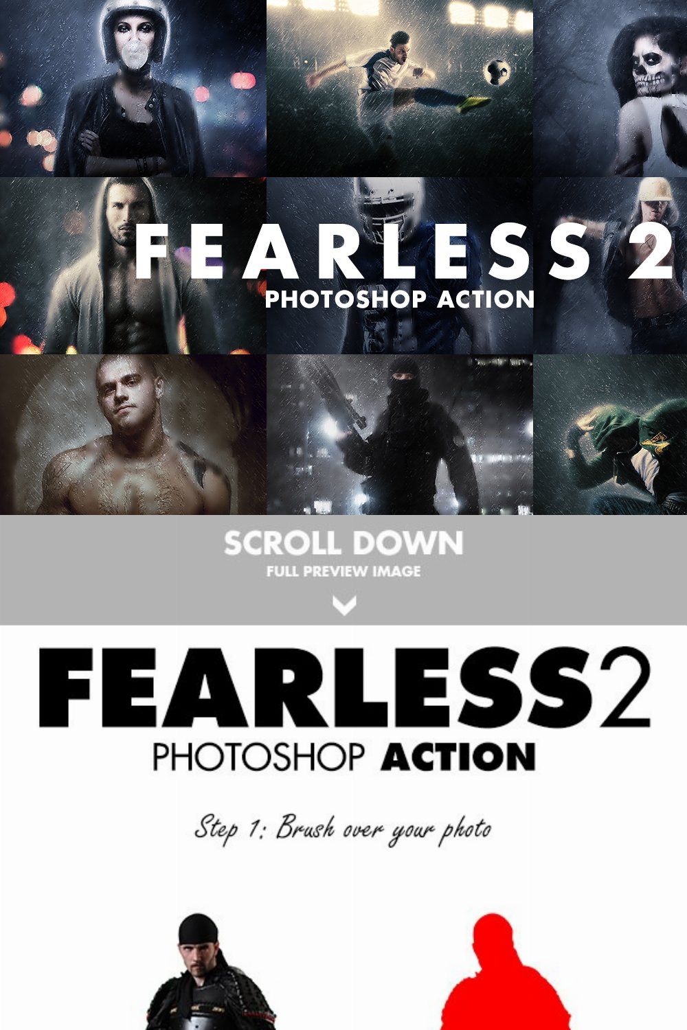 Fearless 2 Photoshop Action pinterest preview image.