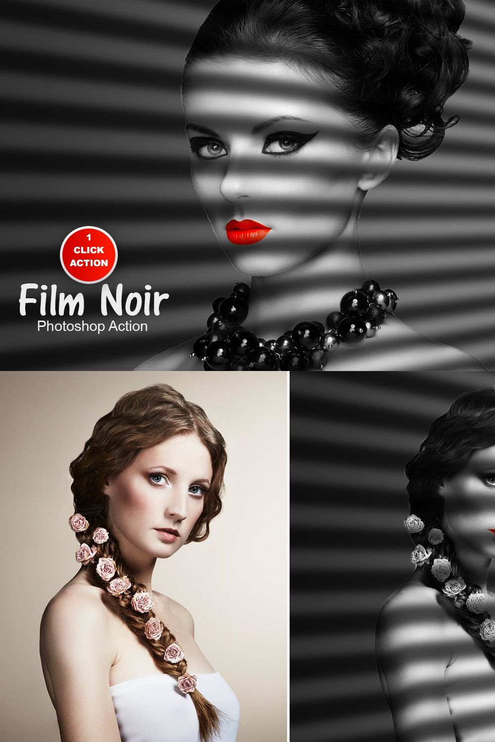 Film Noir Photoshop Action pinterest preview image.