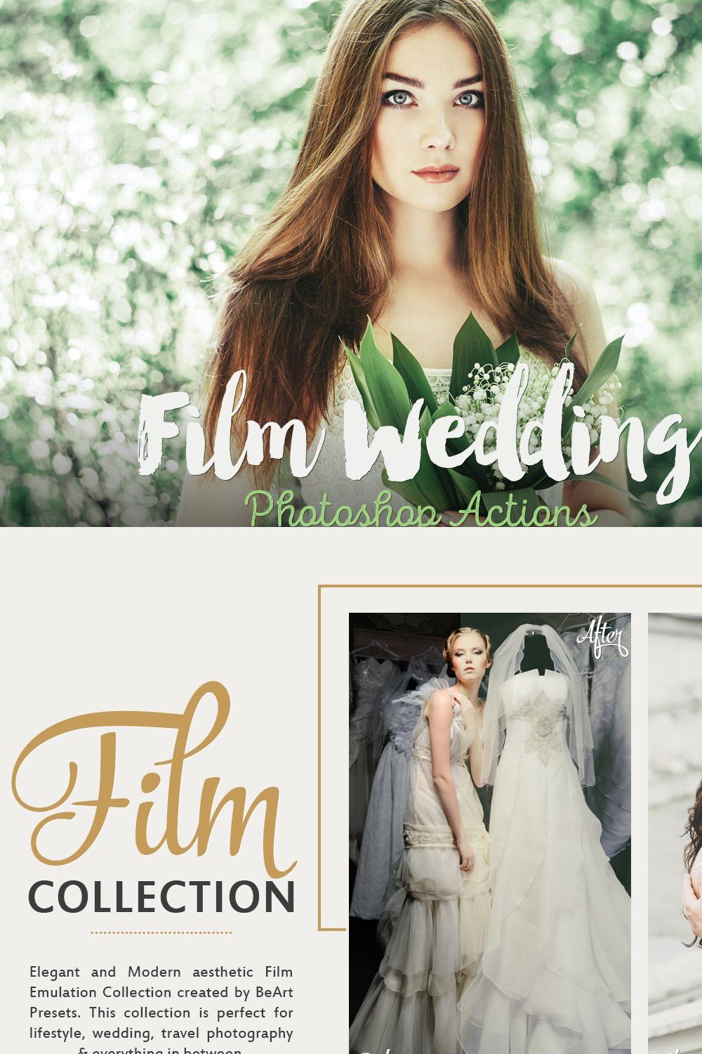 Film Wedding Photoshop Actions pinterest preview image.