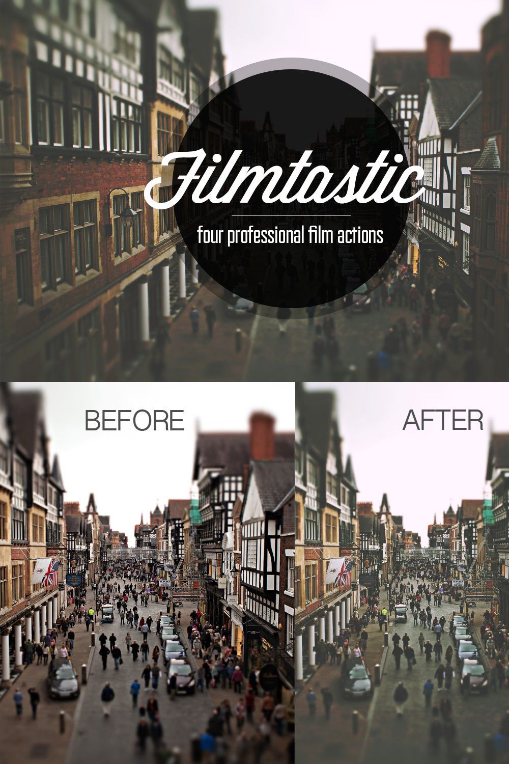 Filmtastic Photoshop Film Actions pinterest preview image.