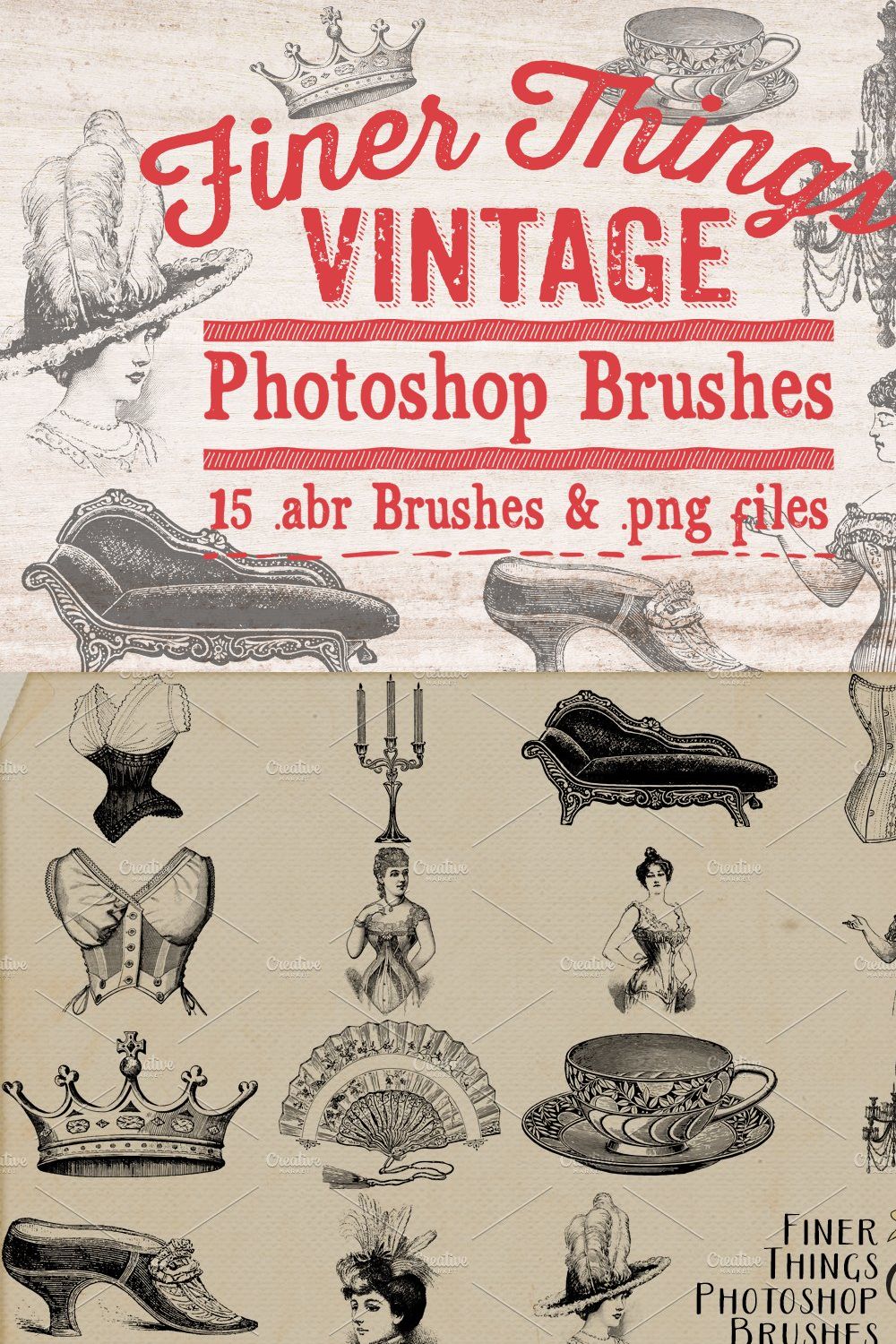 Finer Things Vintage Brushes pinterest preview image.