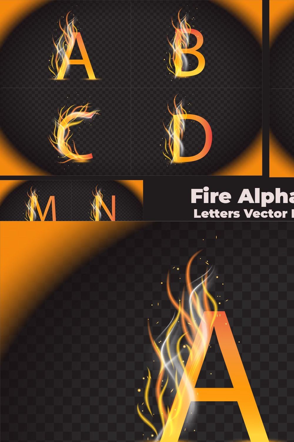 Fire Alphabet Letters Design pinterest preview image.