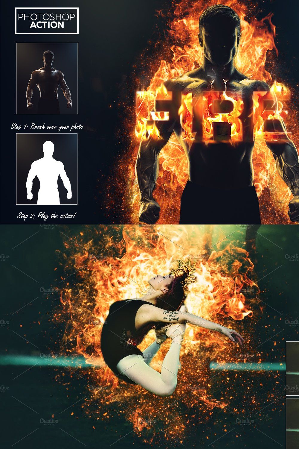 Fire Effect - Photoshop Action pinterest preview image.