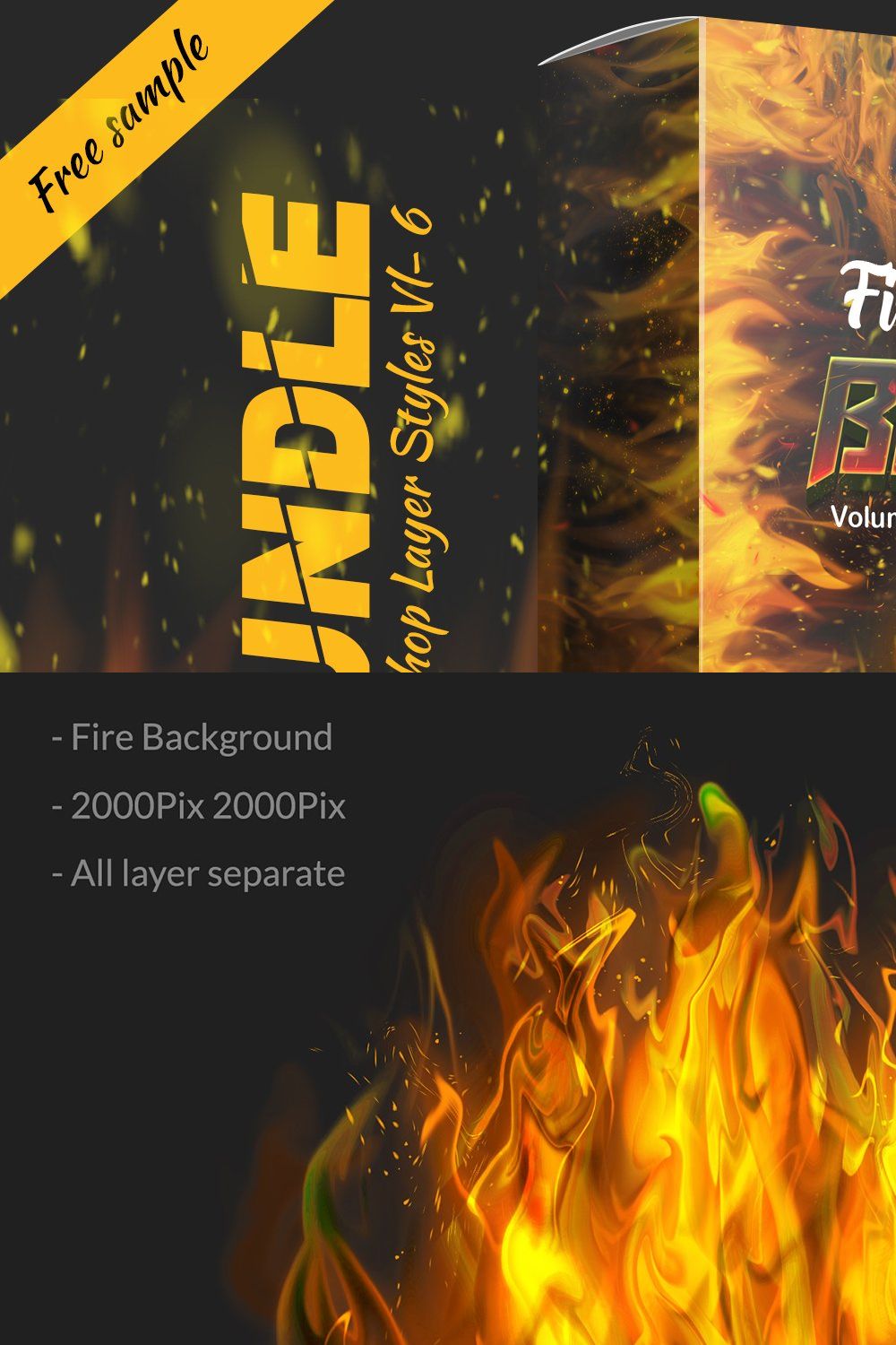 Fire & Smoke Bundle PSD pinterest preview image.