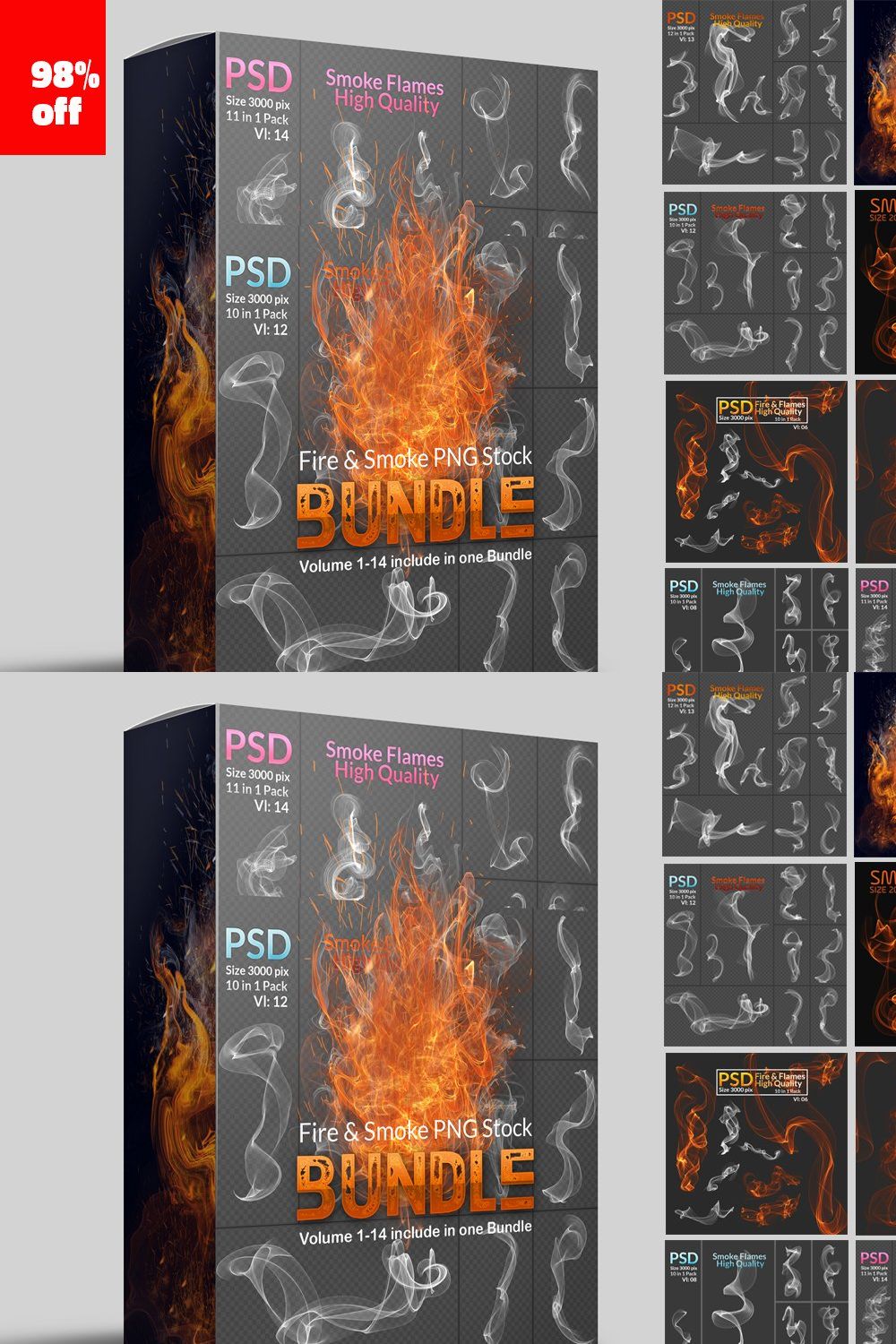Fire & Smoke PNG Stock Bundle pinterest preview image.